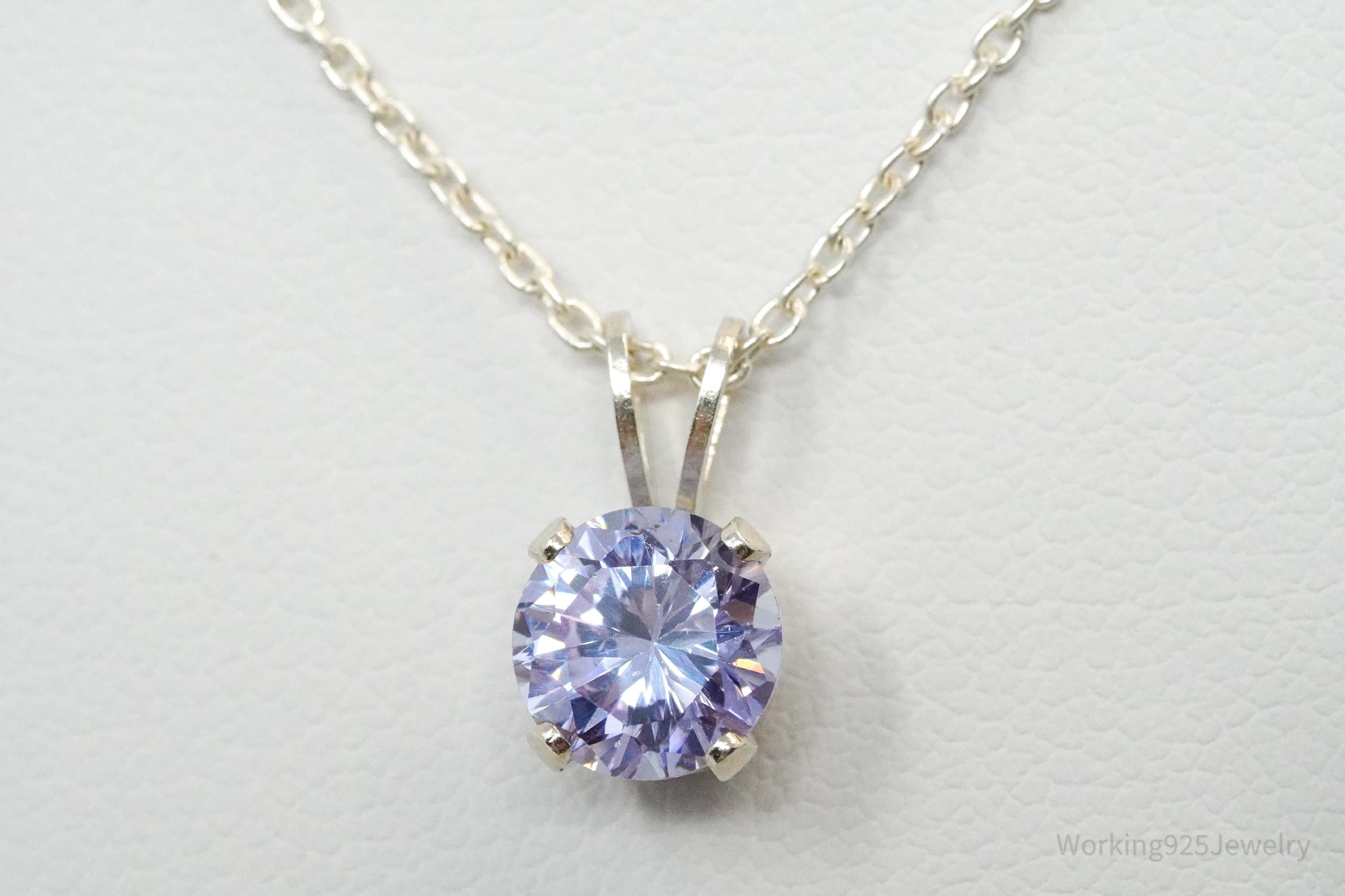 Vintage Violet Cubic Zirconia Sterling Silver Necklace - 18"