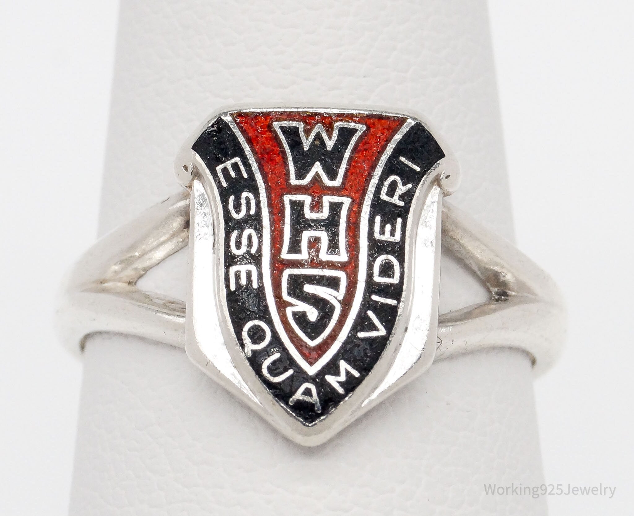 RARE Antique Vintage WHS Sterling Silver School Ring - Size 6.25