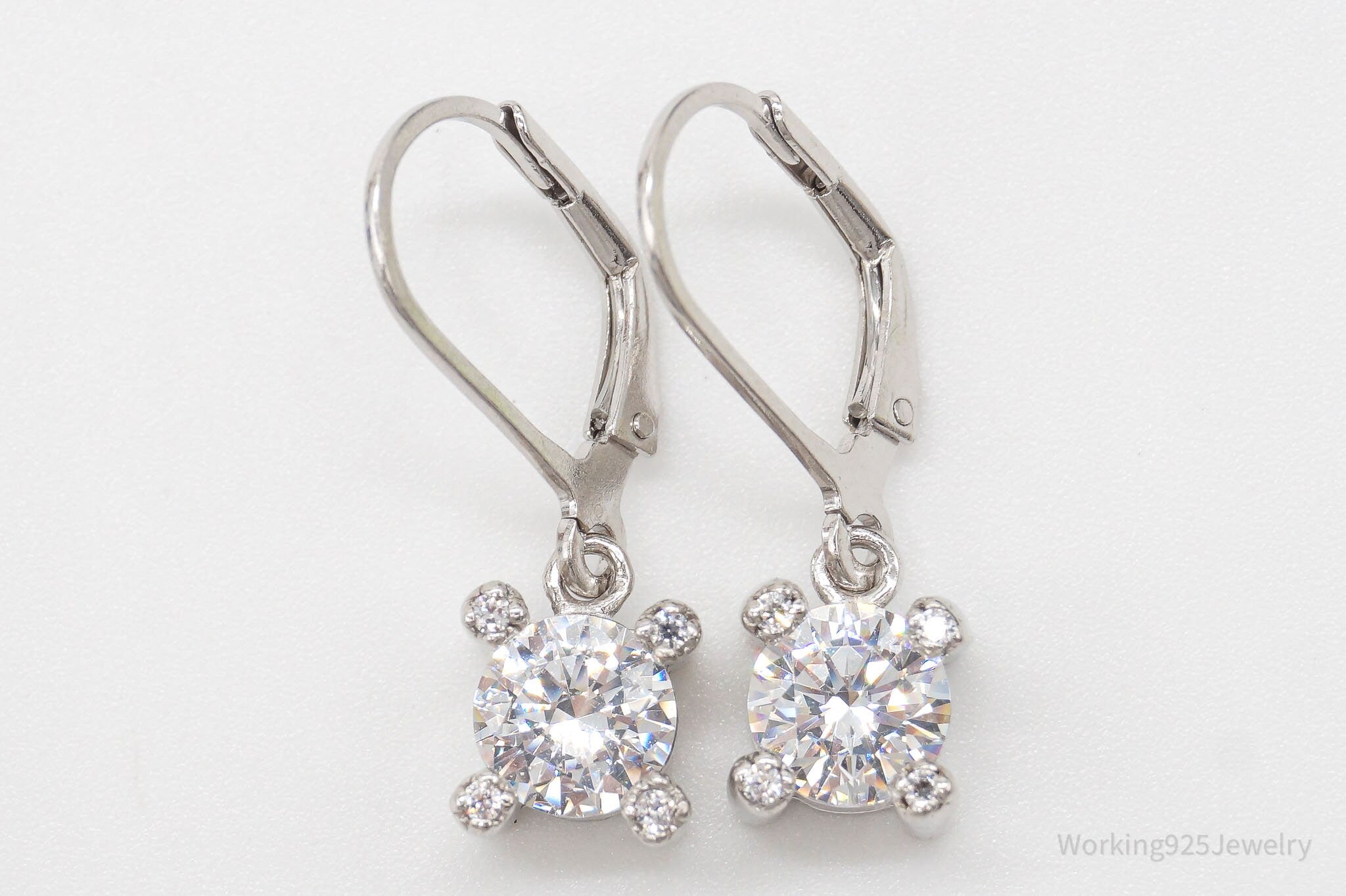 Vintage White Cubic Zirconia Sterling Silver Earrings