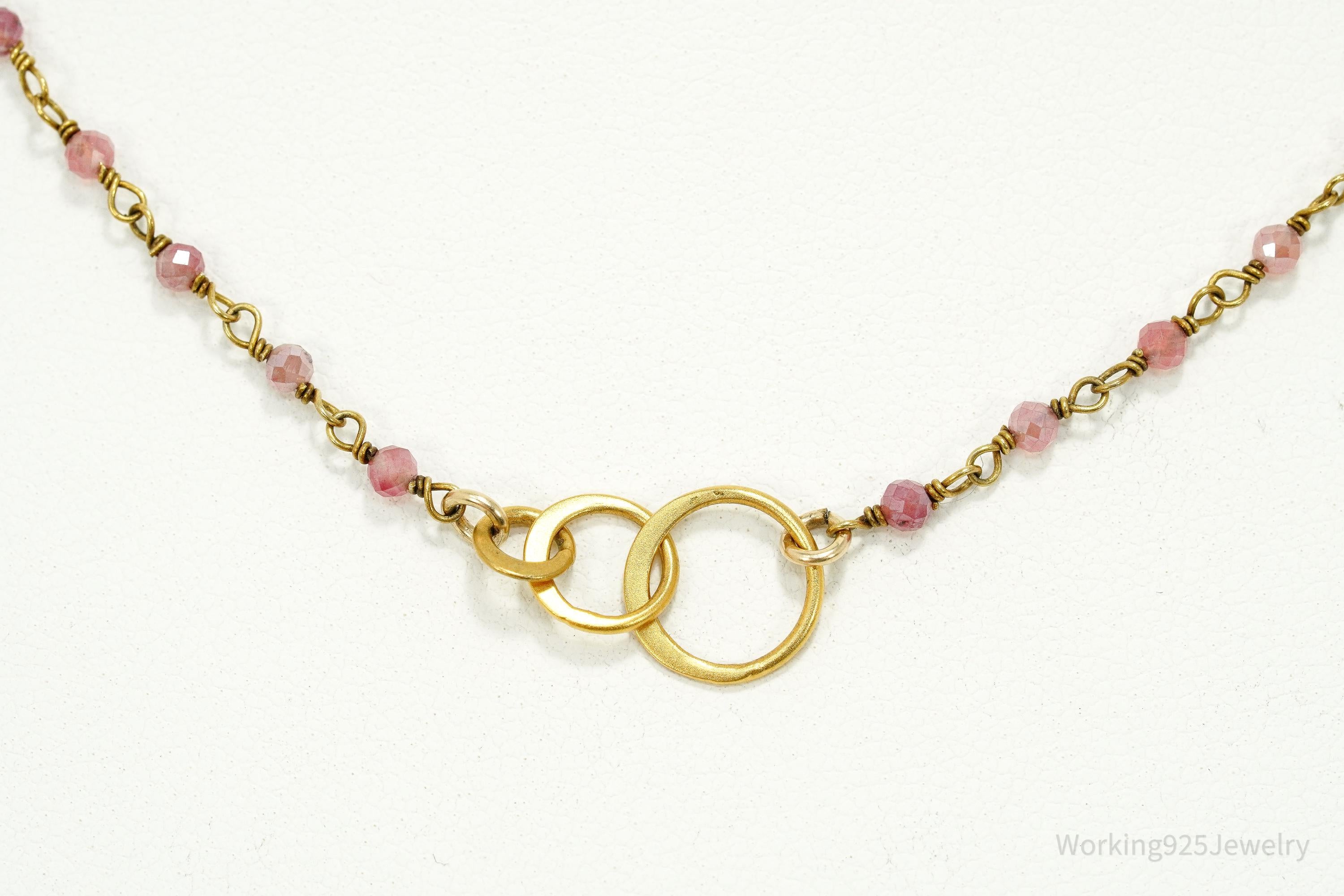 Vintage Pink Tourmaline 14K Yellow Gold Filled Necklace 19"