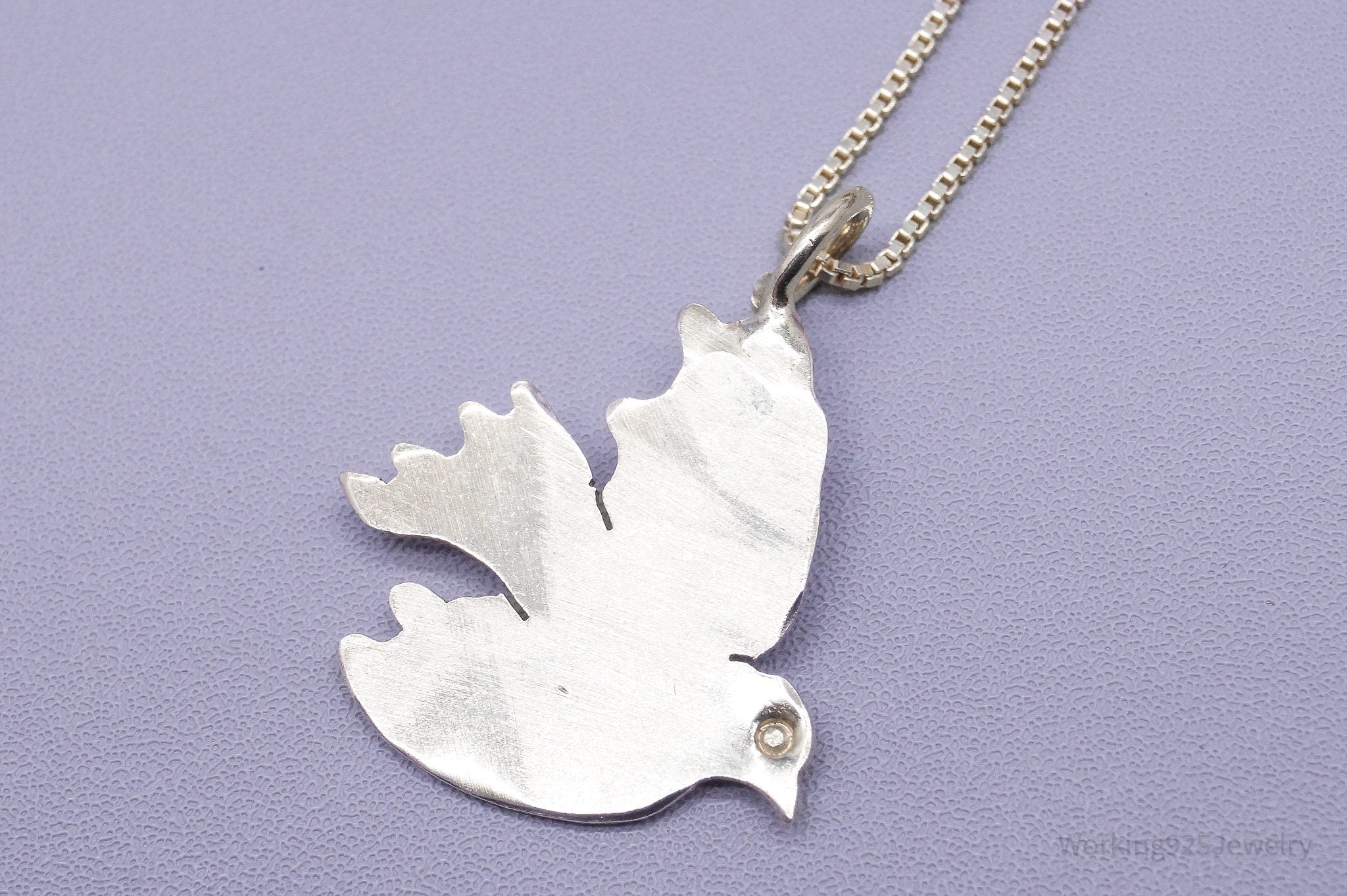 Vintage Swedish Modernist Bird Sterling Silver Chain Necklace 22"