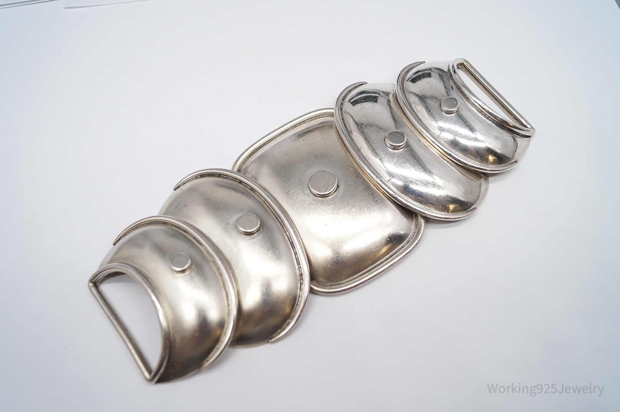 Large Vintage Mexico Modernist Hector Aguilar Armadillo Sterling Silver Belt Buckle