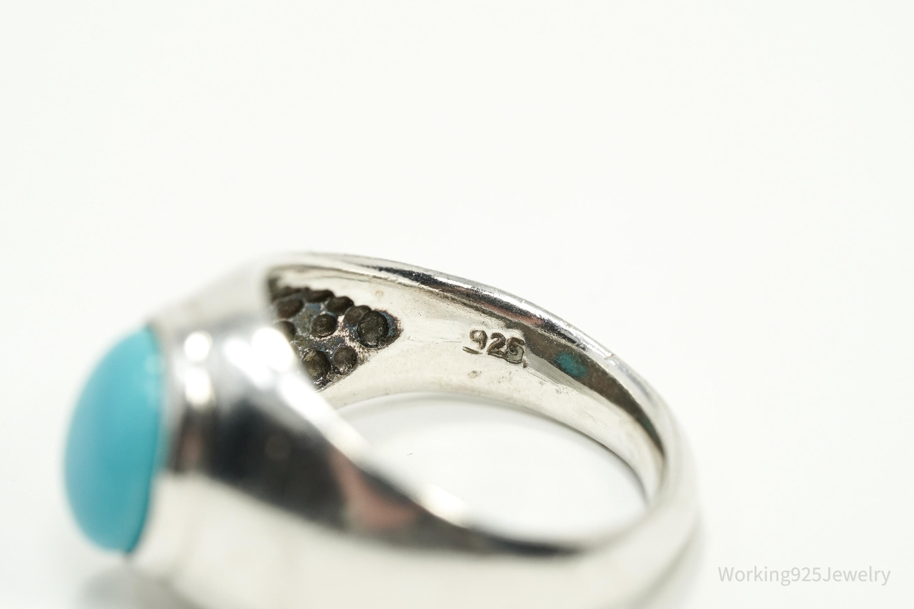 Vintage Turquoise Sterling Silver Ring - Size 7.25