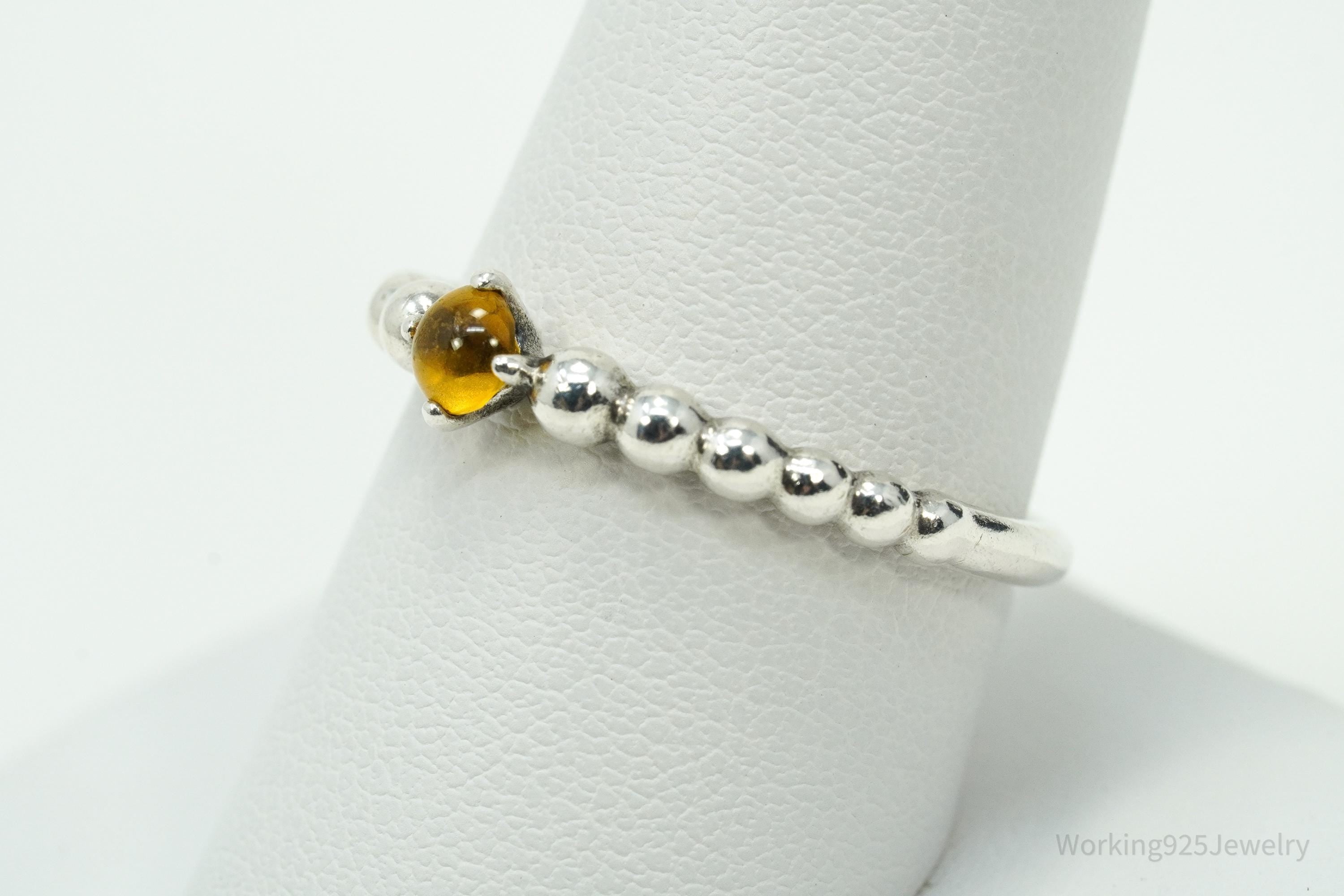 Designer Pandora Retired Honey Topaz Sterling Silver Ring - Size 9