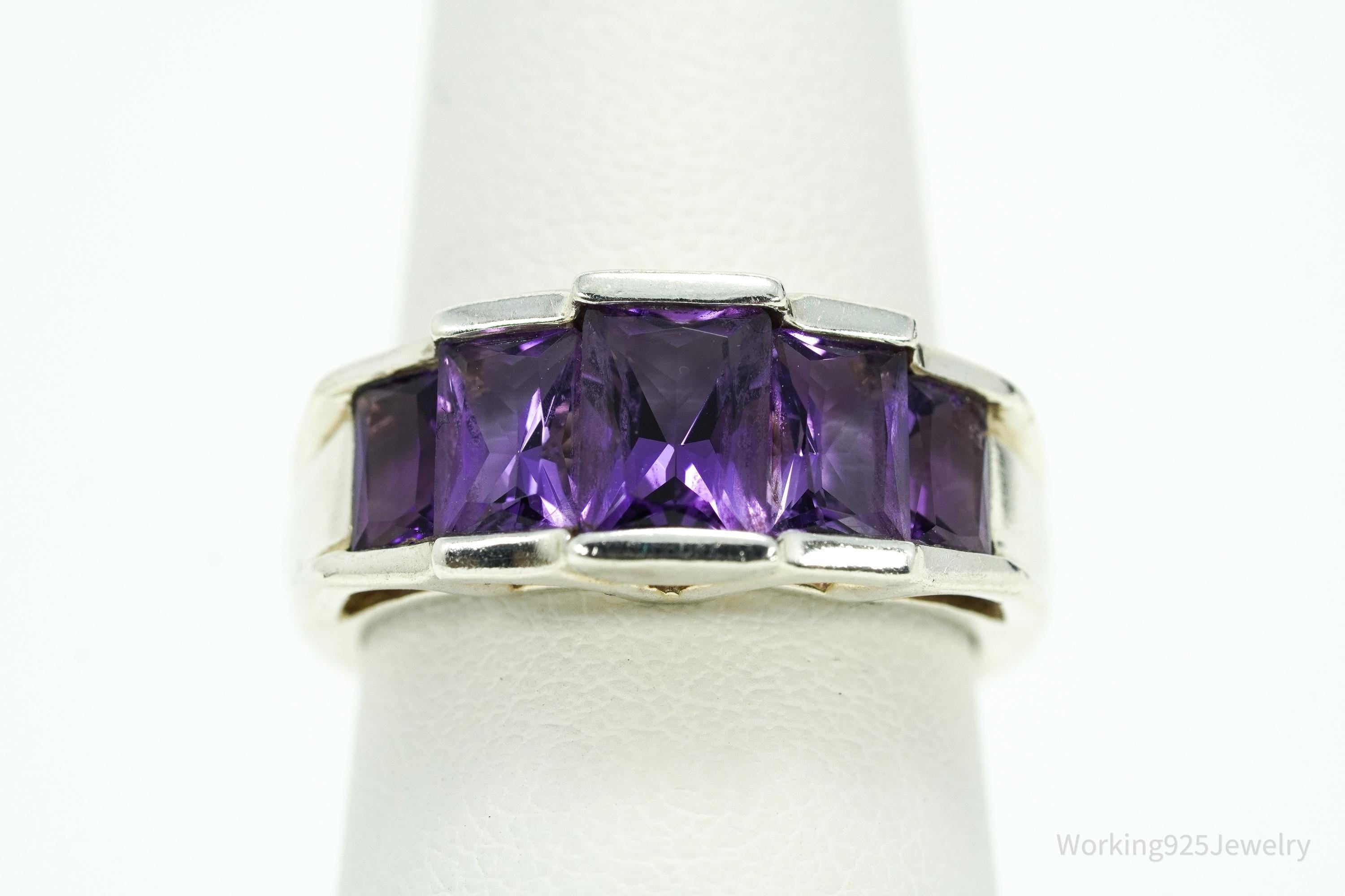 Vintage Amethyst Sterling Silver Ring - Size 6