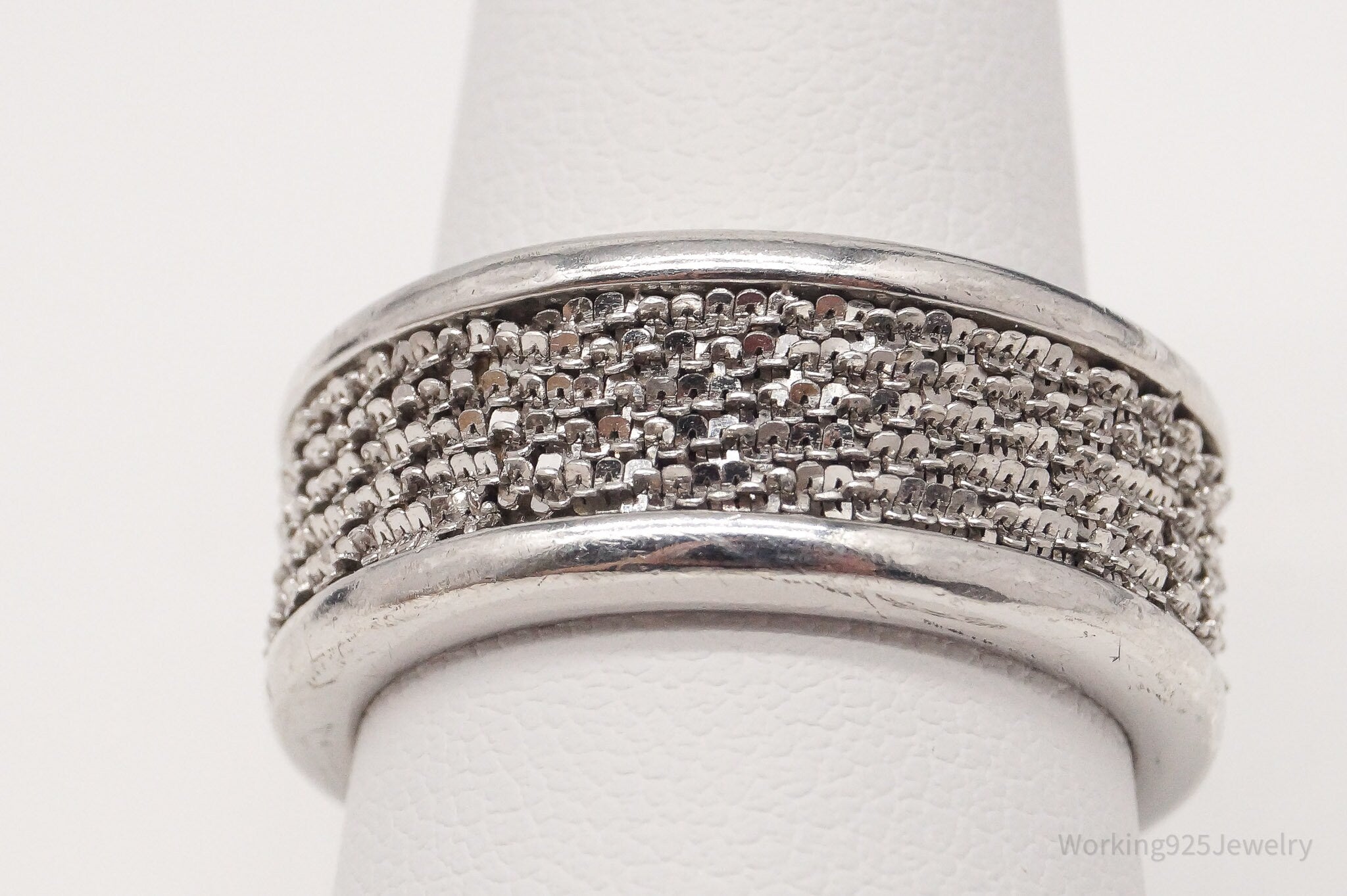 Vintage Italian Designer Milor Sterling Silver Band Ring - Size 8.75