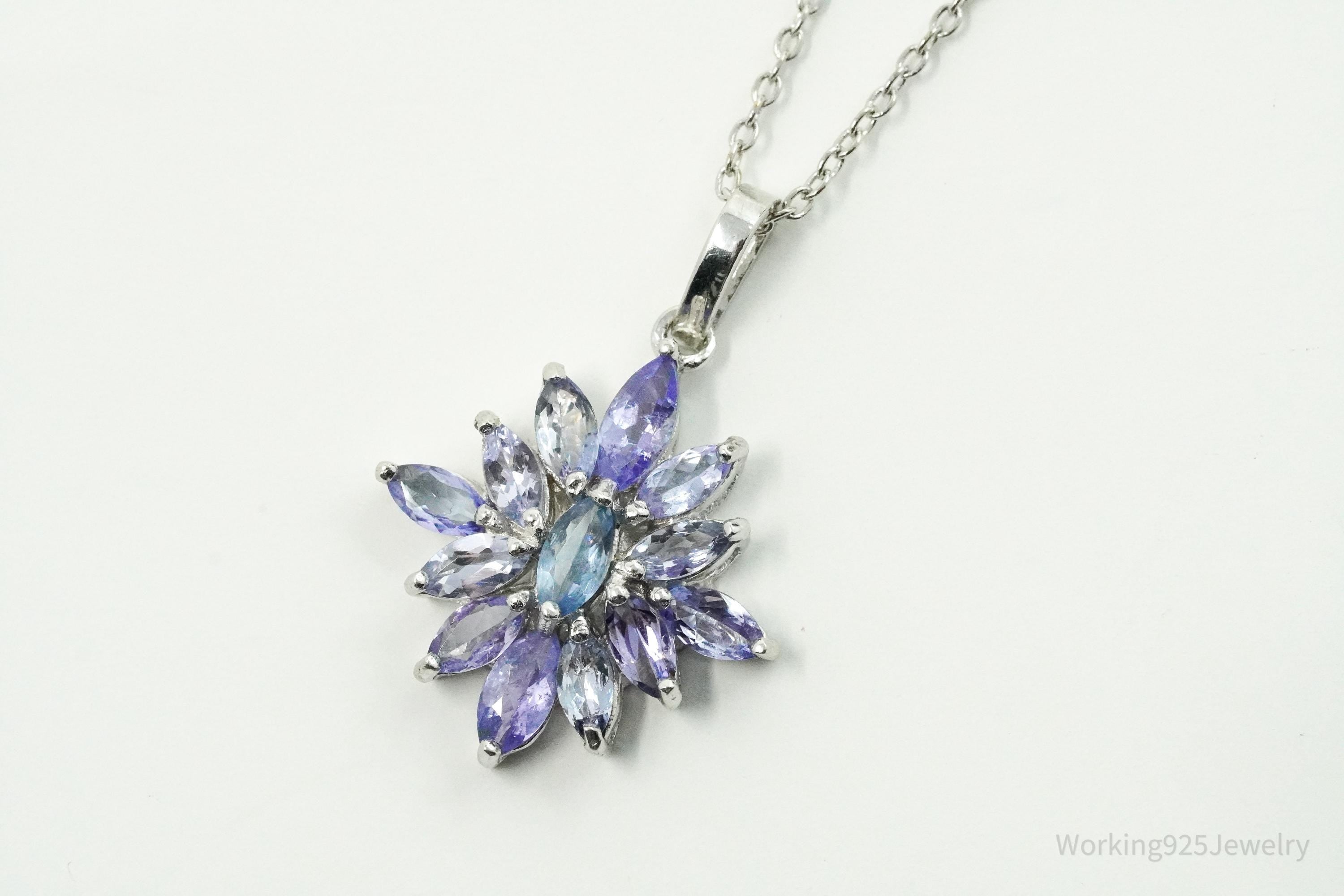 STAUER Tanzanite Sunburst Sterling Silver Necklace 20"