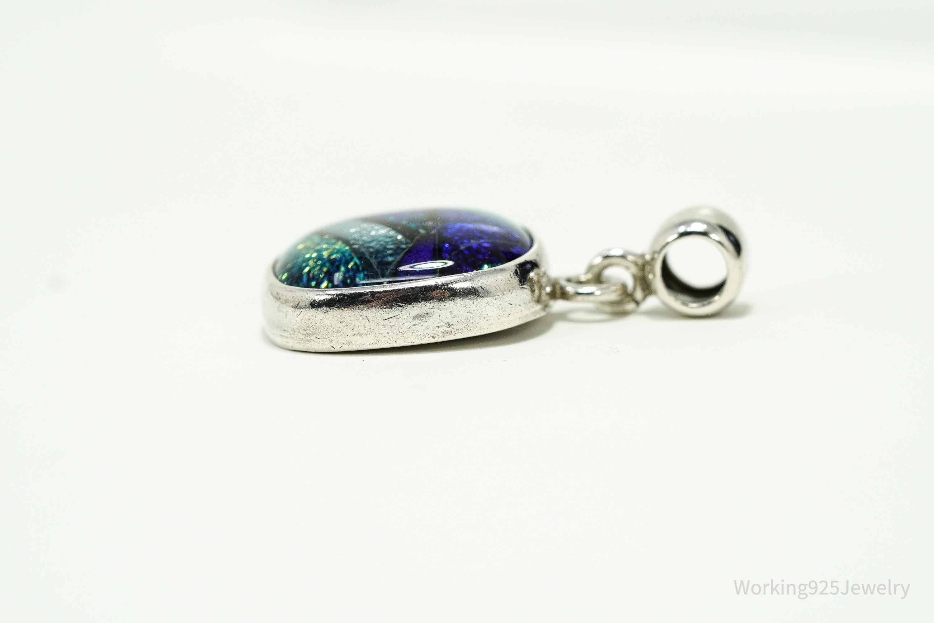 Vintage Dichroic Glass Sterling Silver Pendant