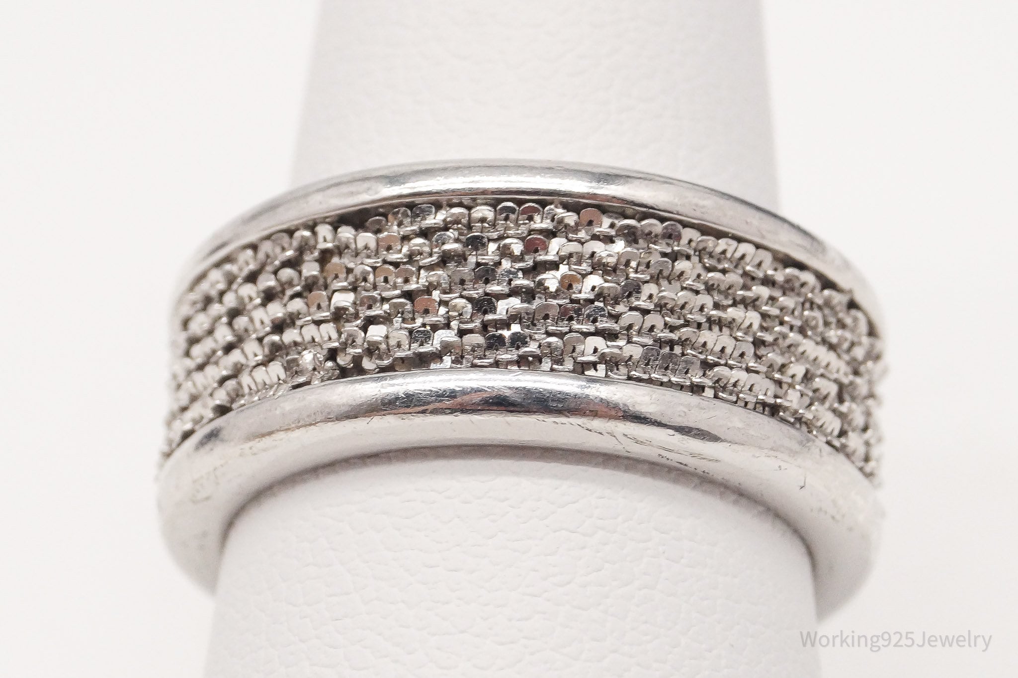 Vintage Italian Designer Milor Sterling Silver Band Ring - Size 8.75