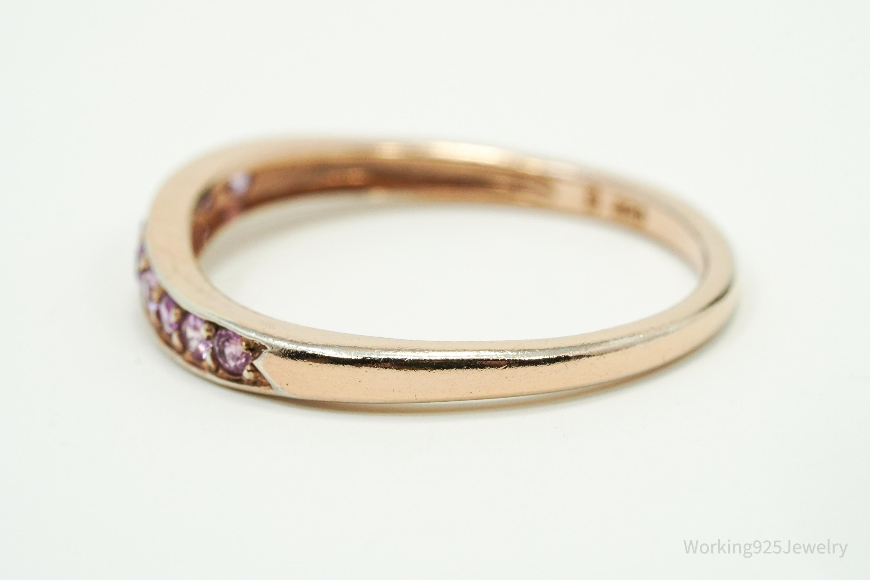 Vintage Ruby Rose Gold Vermeil Sterling Silver Ring - Size 10