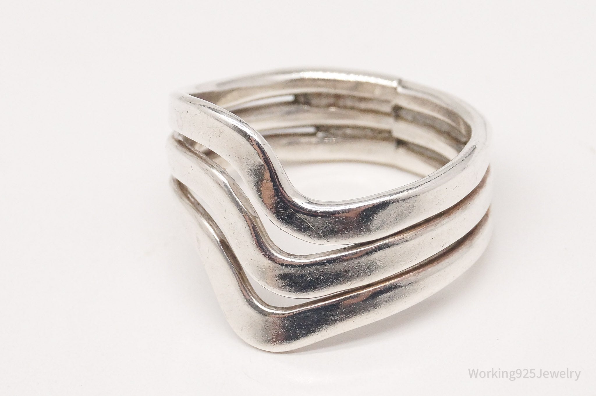 Vintage Modernist Style Sterling Silver Ring Size 9