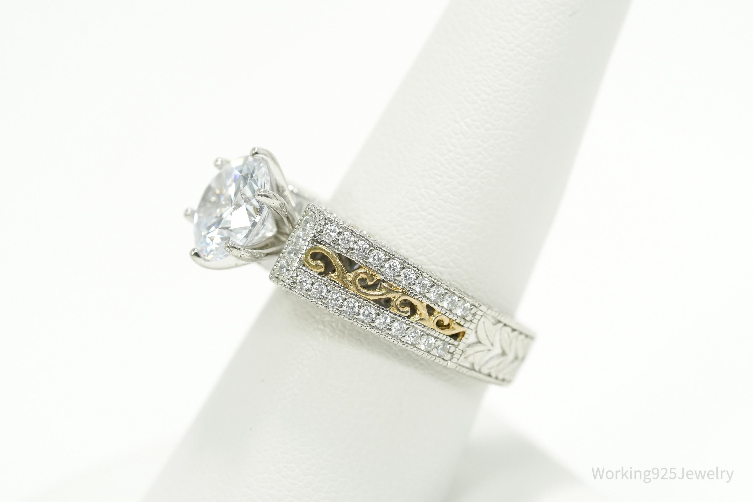 Designer Vanna K Cubic Zirconia Gold Vermeil Sterling Silver Ring - Size 8.25