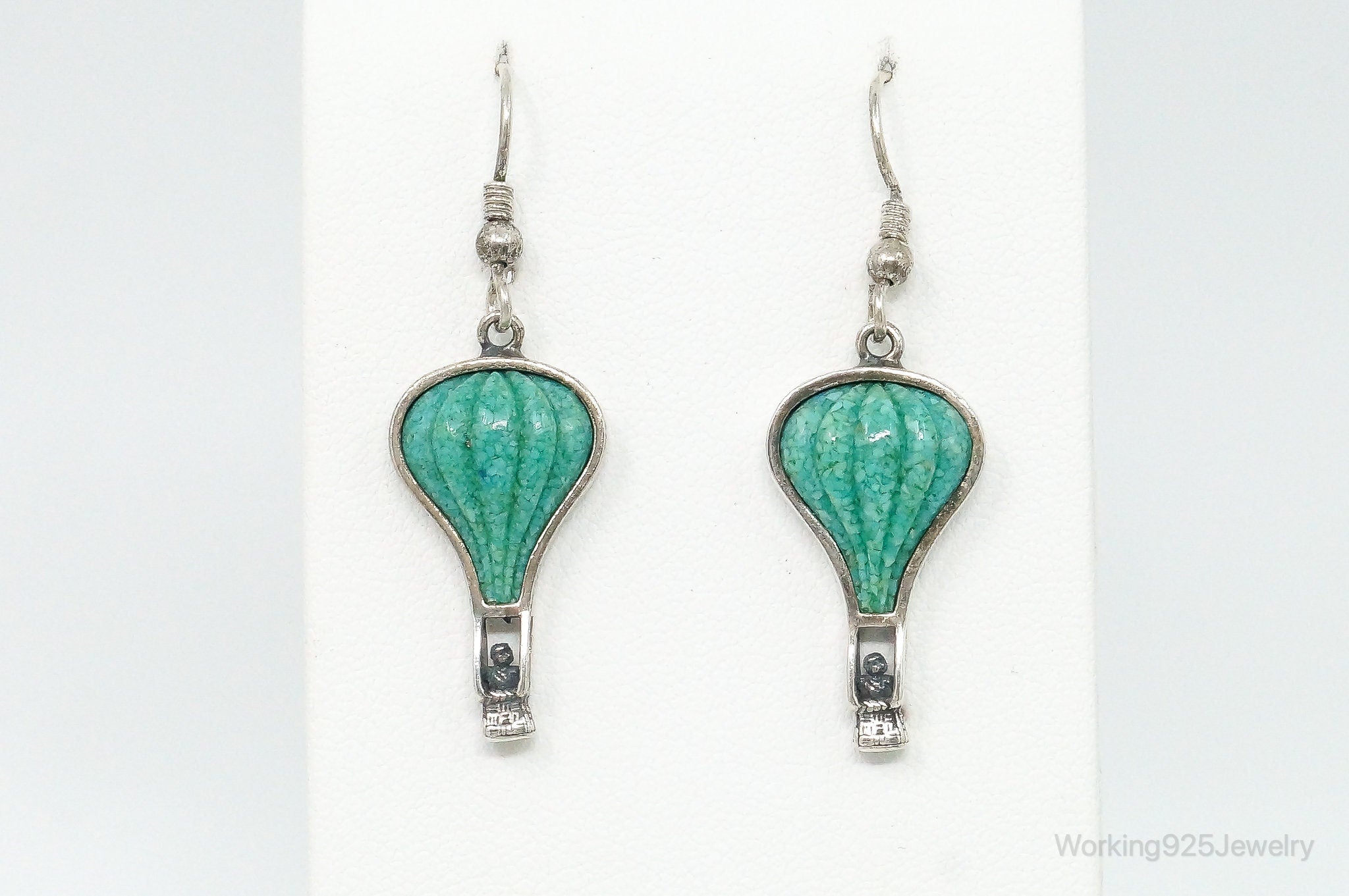 Western Carolyn Pollack Relios Hot Air Balloon Turquoise SterlingSilver Earrings