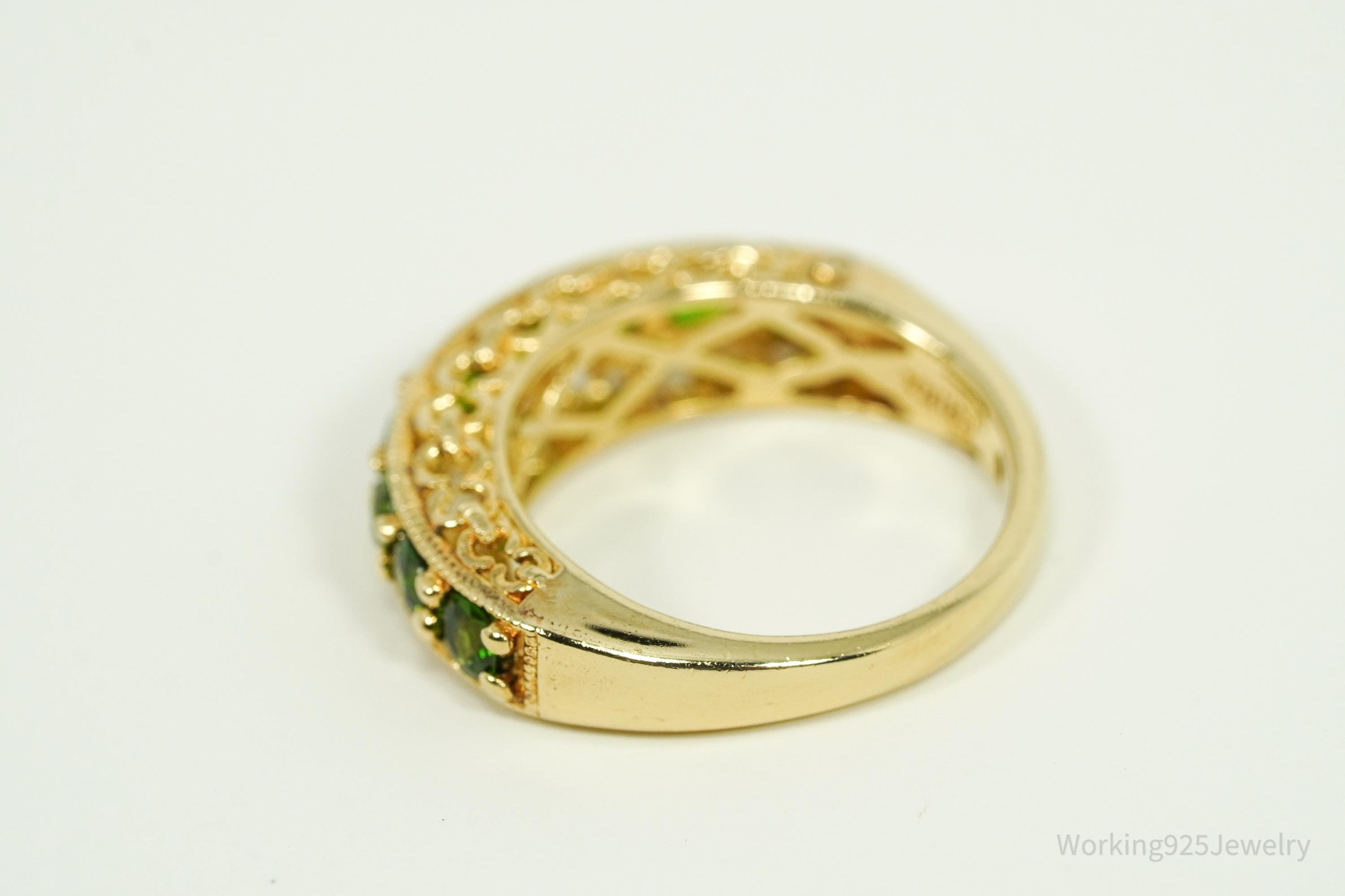 Pinctore Green Chrome Diopside Gold Over Sterling Silver Ring - Size 5