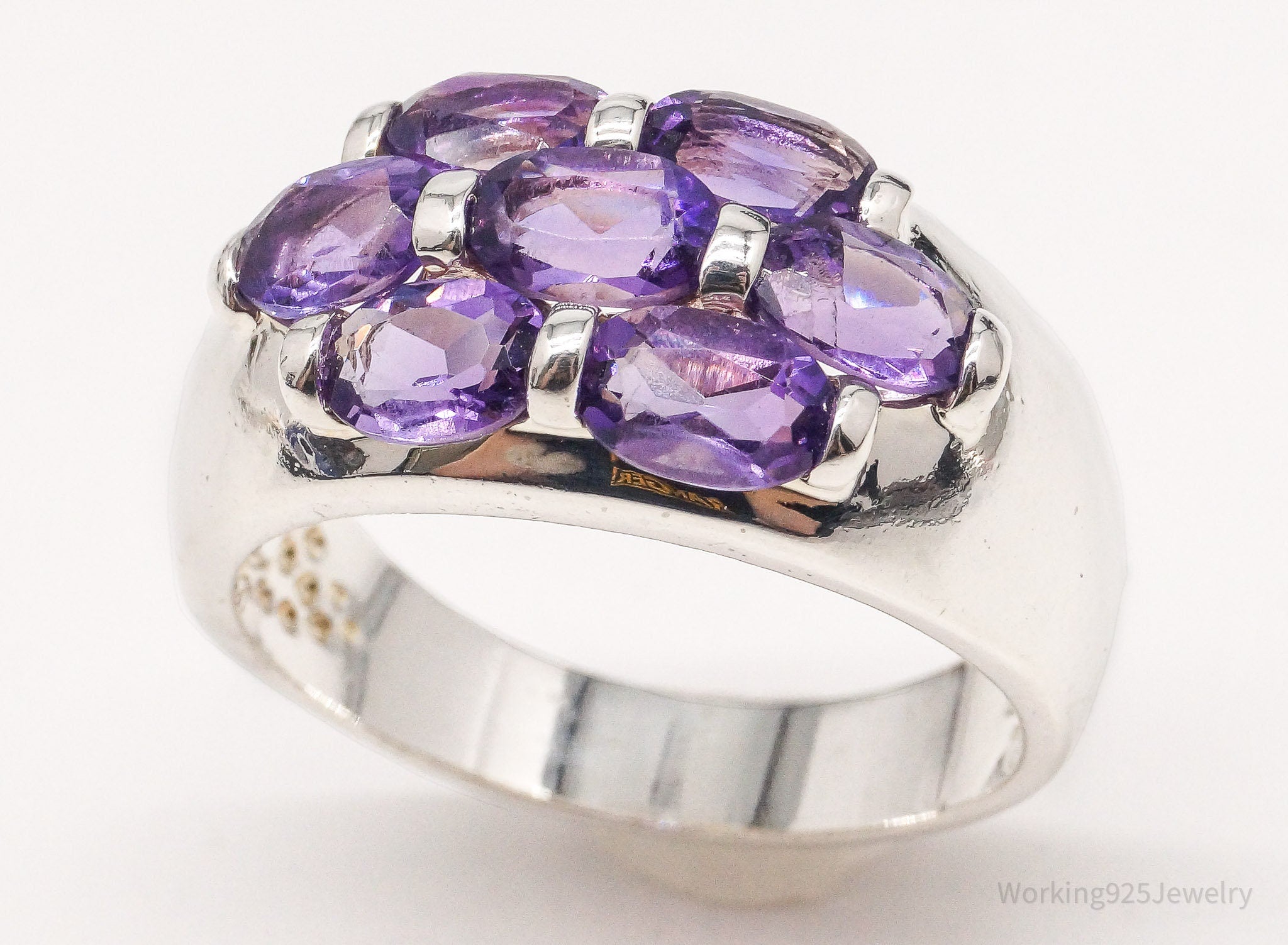 Vintage Amethyst Sterling Silver Ring - Size 9.75