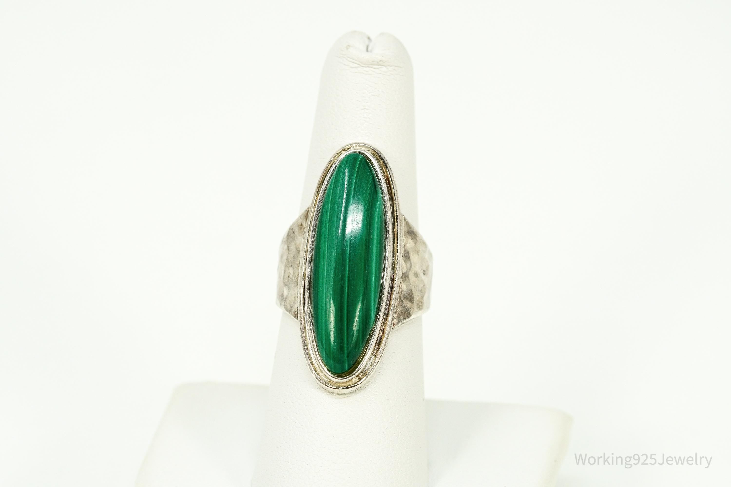 Vintage Malachite Sterling Silver Ring - Size 7.25