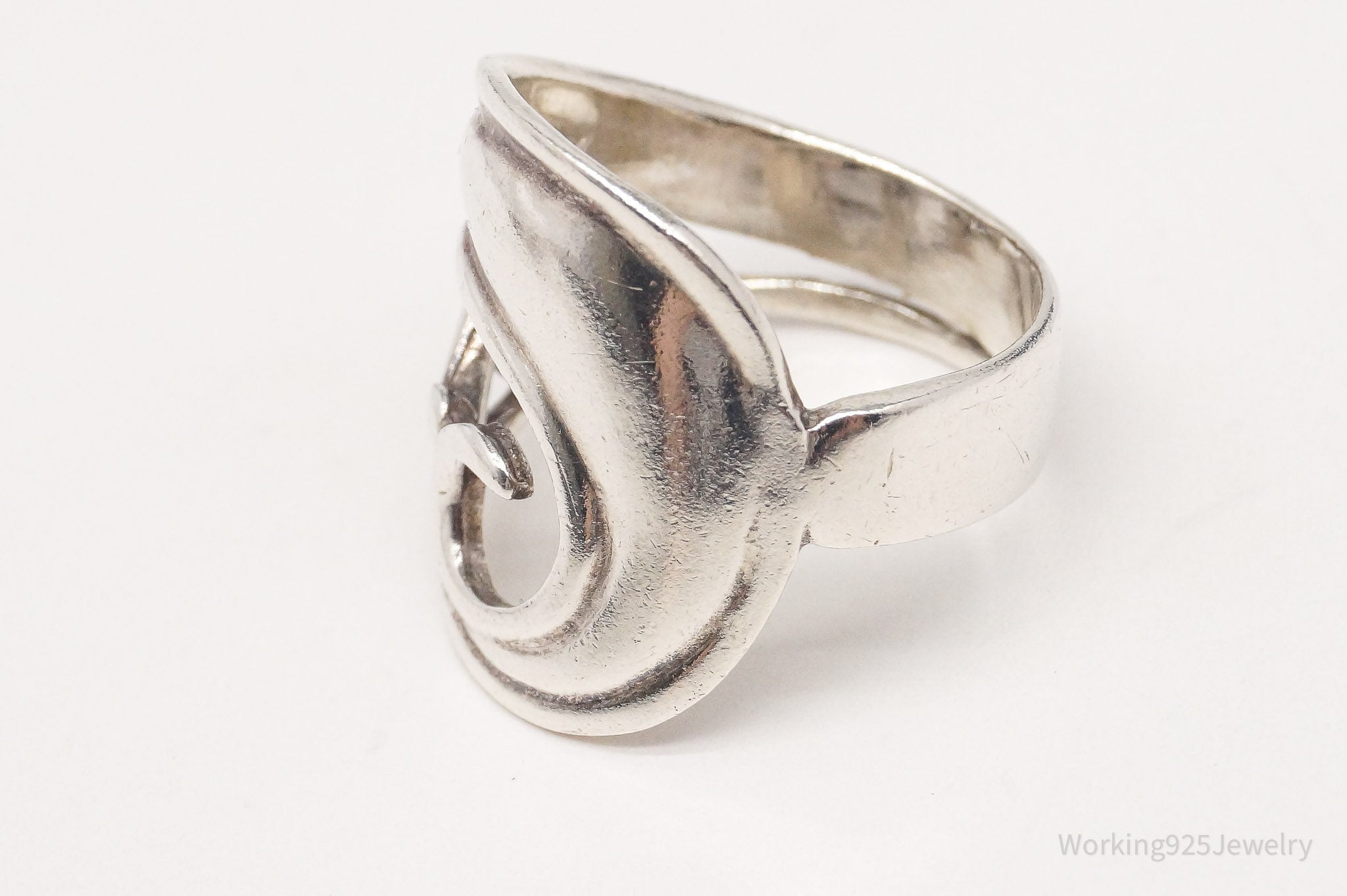 Vintage Wave Swirls Sterling Silver Ring - Size 8.75