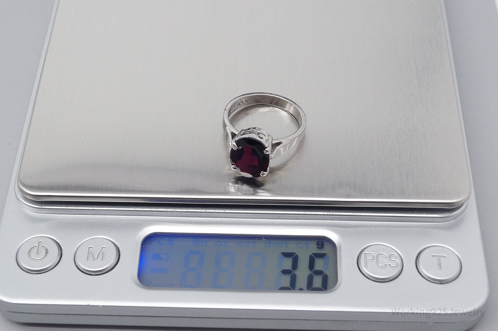 Vintage Rhodolite Garnet Sterling Silver Ring - Size 5.75