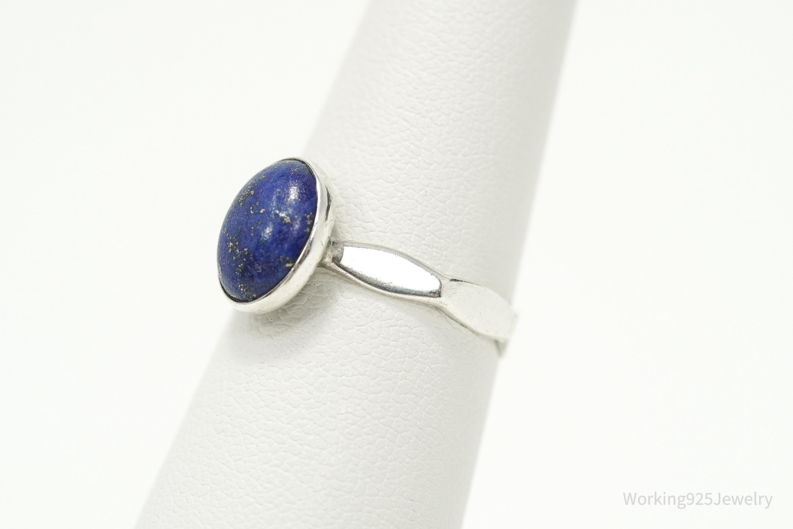 Vintage Blue Lapis Lazuli Silver Ring - Size 6.5