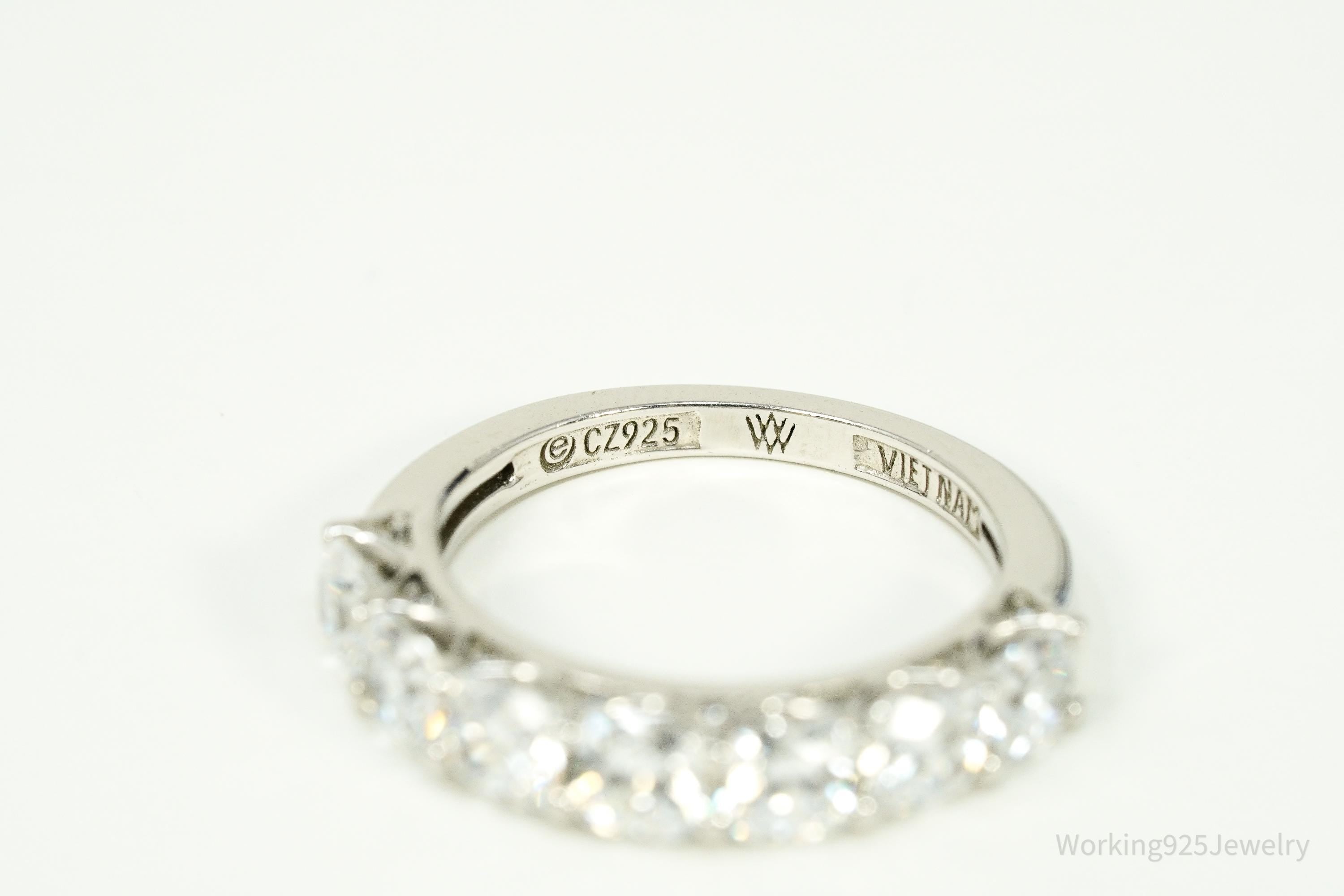 Vintage Cubic Zirconia Sterling Silver Band Ring - Size 6