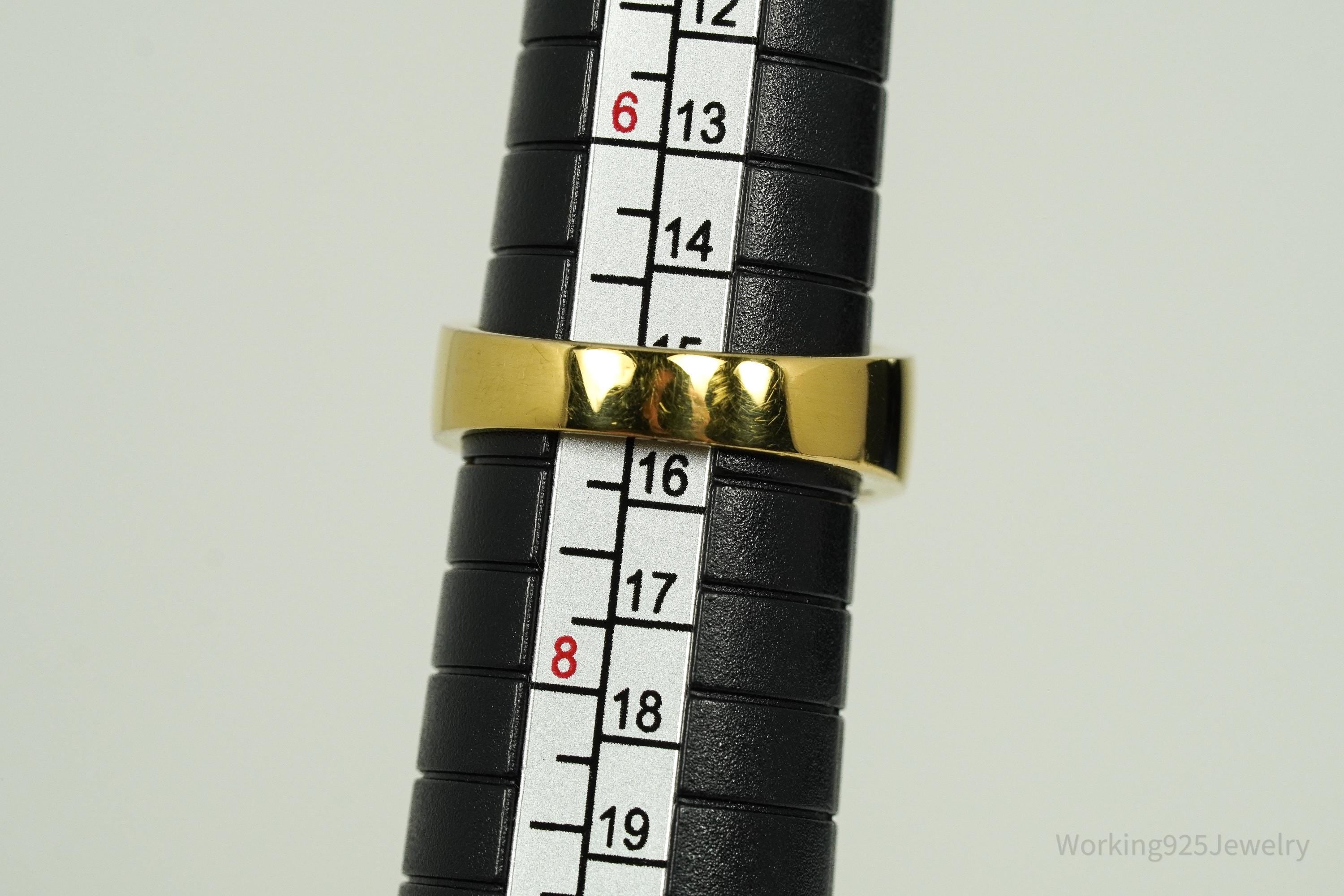 Vintage Gold Vermeil Cubic Zirconia Sterling Silver Ring - Size 7