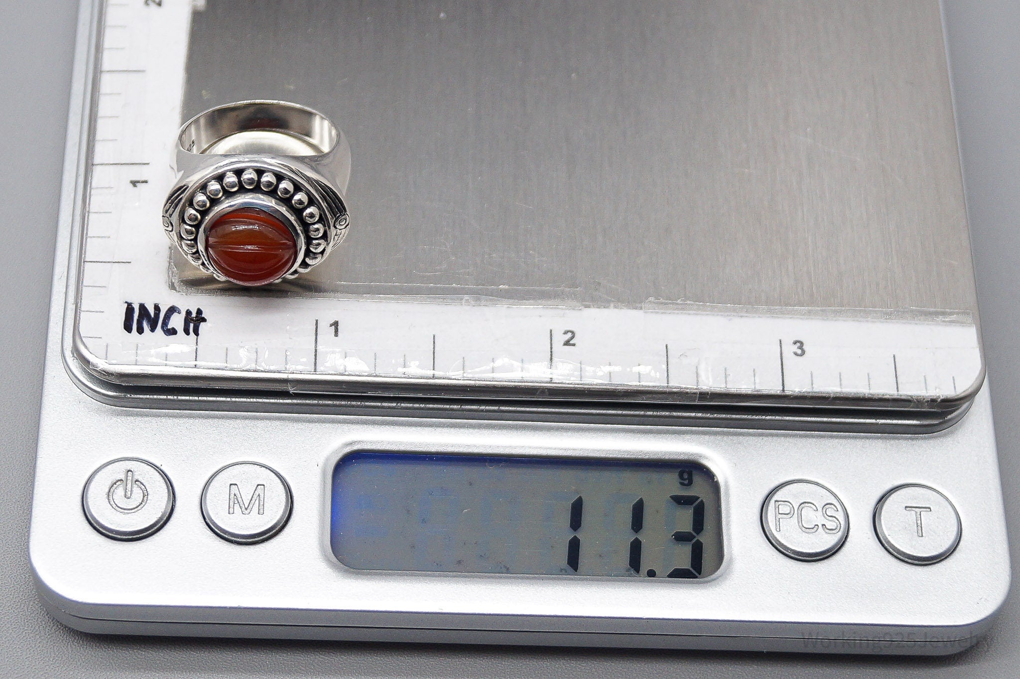 Vintage Designer Doug Paulus Carnelian Sterling Silver Ring - Size 6