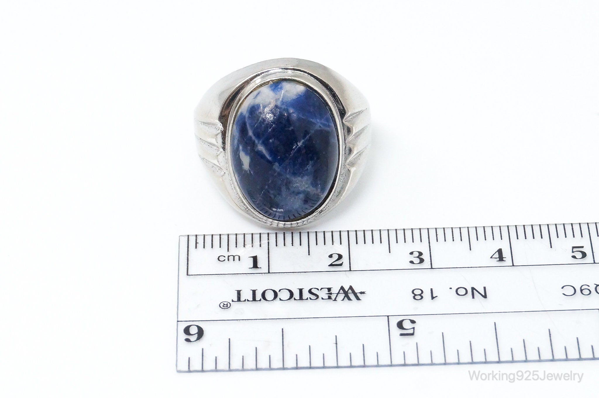 Vintage Large Sodalite Sterling Silver Ring - Size 10