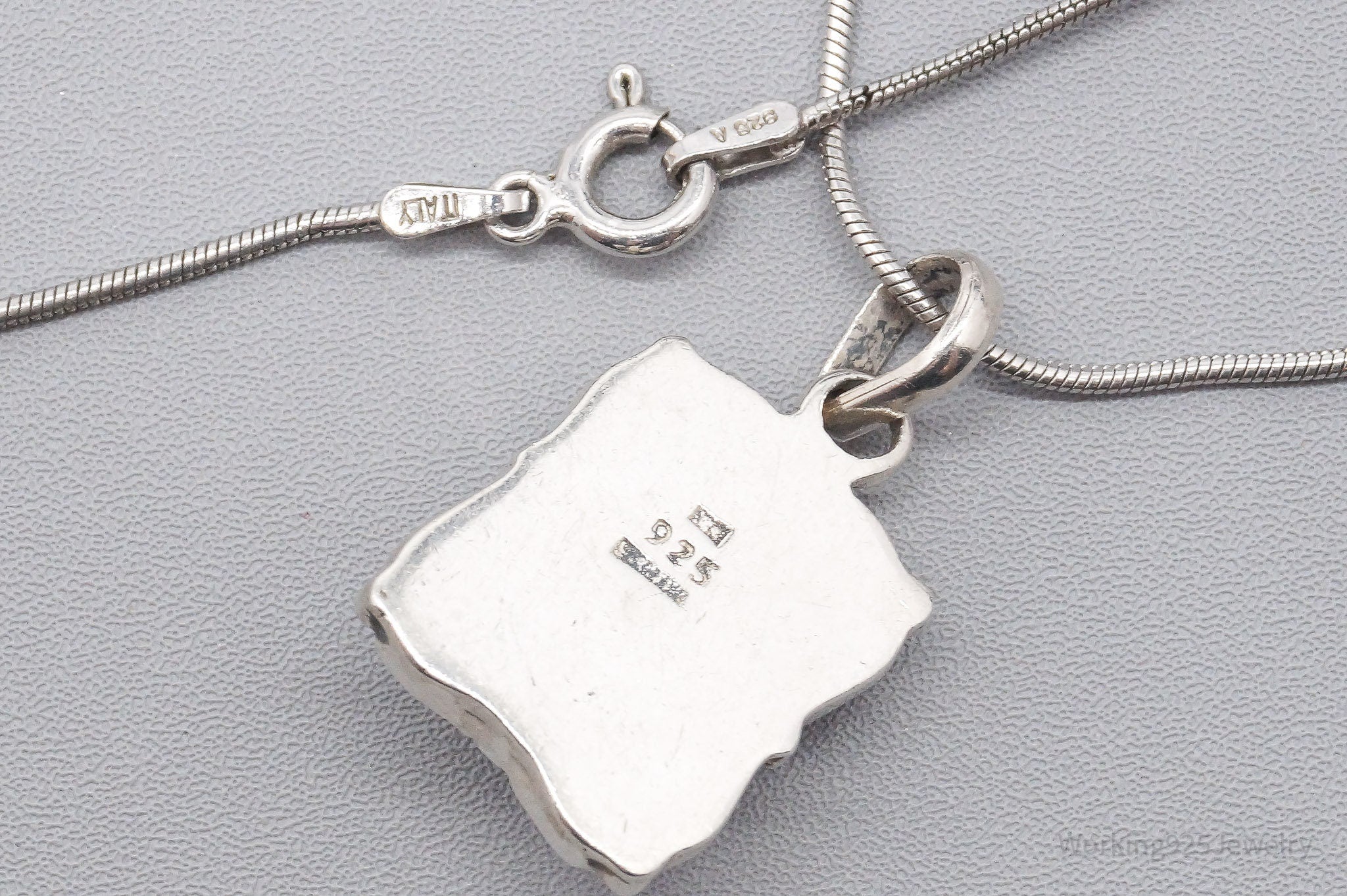 Vintage Garnet Art Deco Style Sterling Silver Necklace 18"