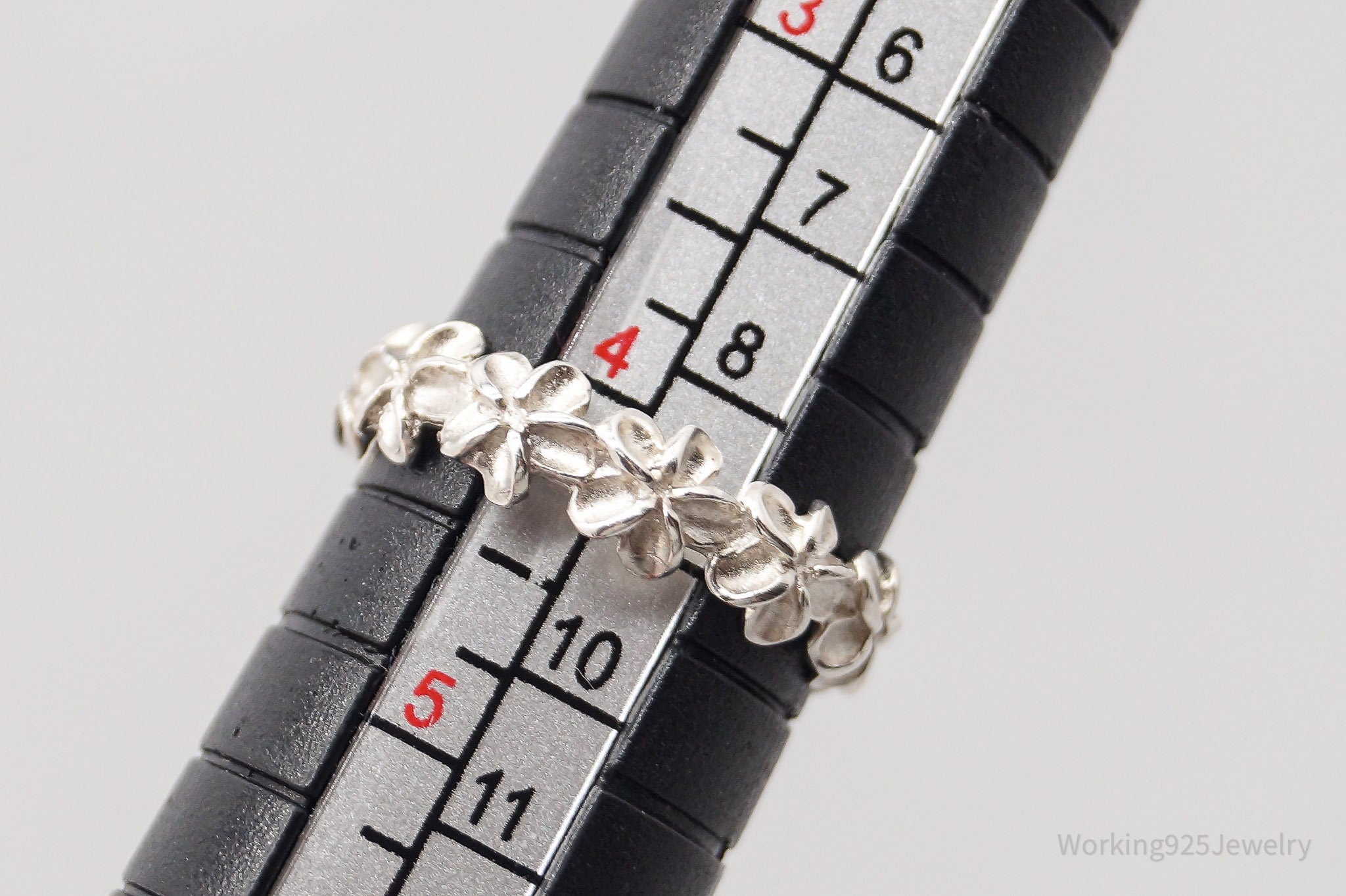 Vintage Ohana Flowers Sterling Silver Ring - Size 4.25