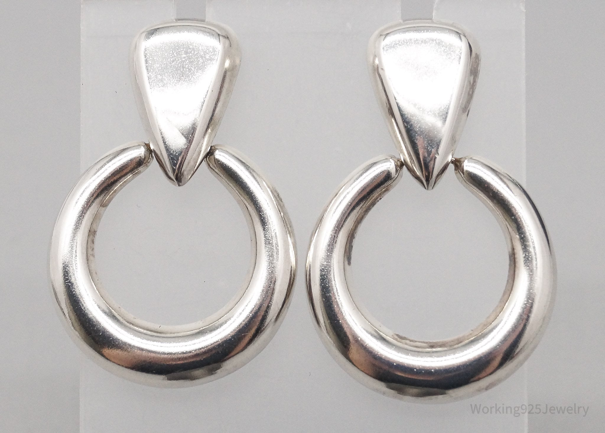 Vintage Modernist Style Sterling Silver Earrings