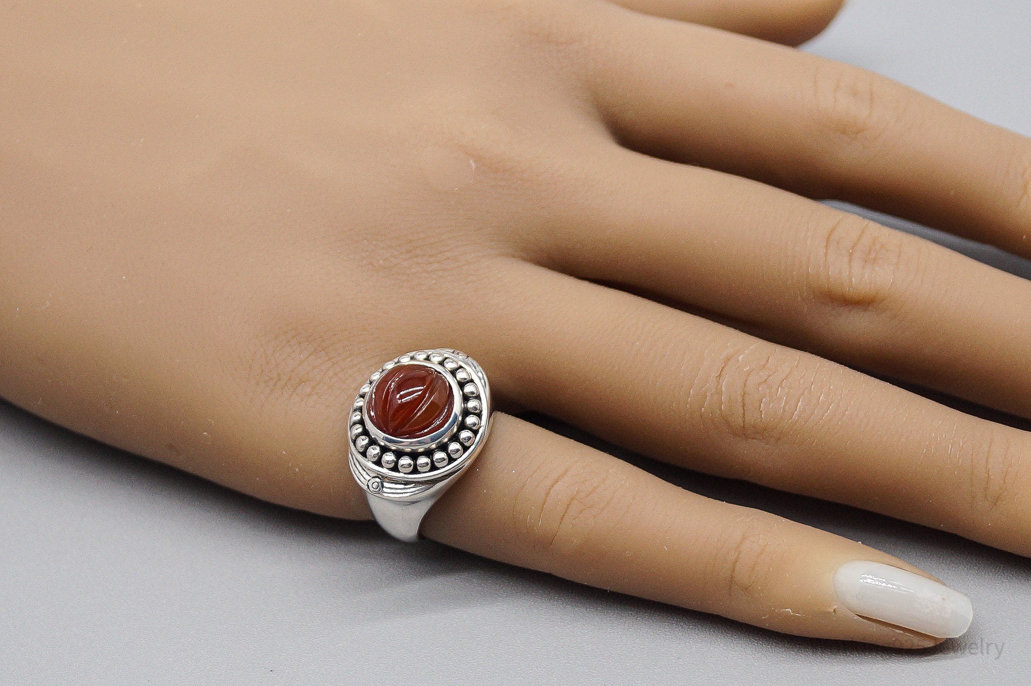 Vintage Designer Doug Paulus Carnelian Sterling Silver Ring - Size 6