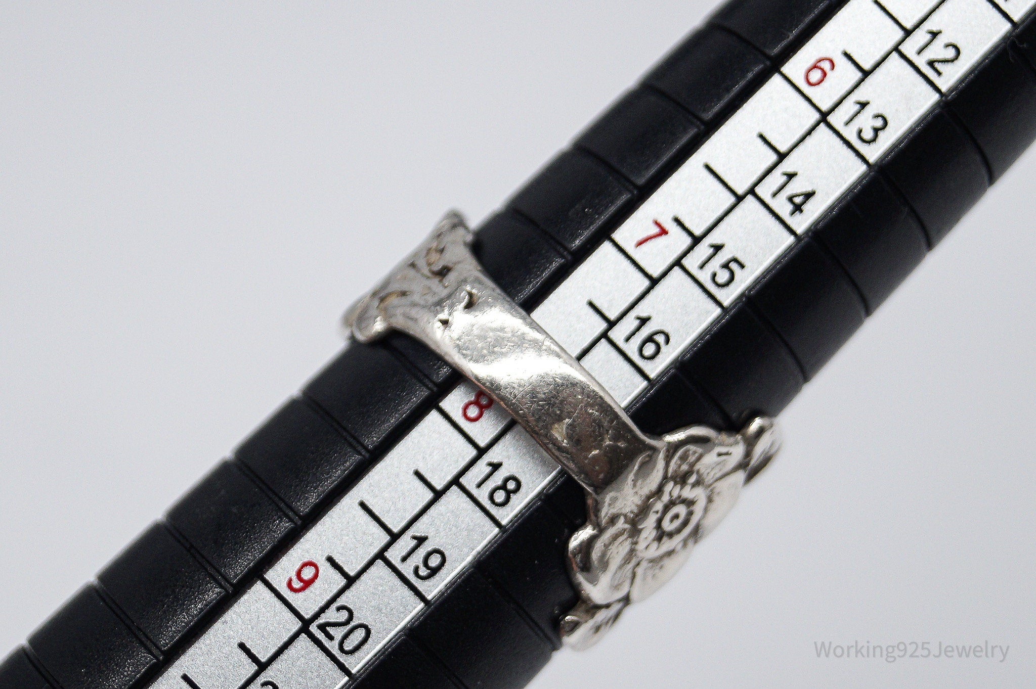 Antique Designer Paille Floral Pattern Sterling Silver Ring - Size 7.75