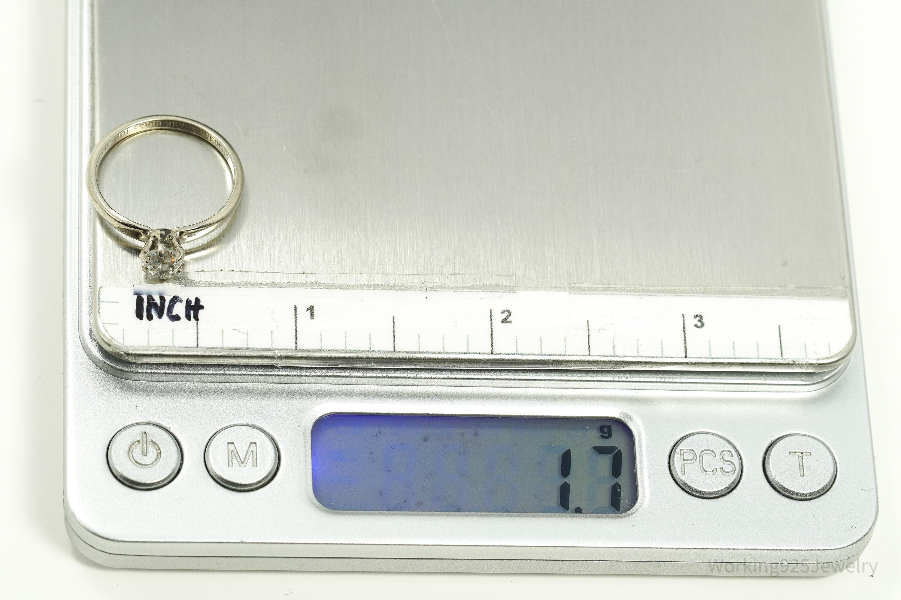 Vintage Designer Cubic Zirconia Sterling Silver Ring Size 7.75