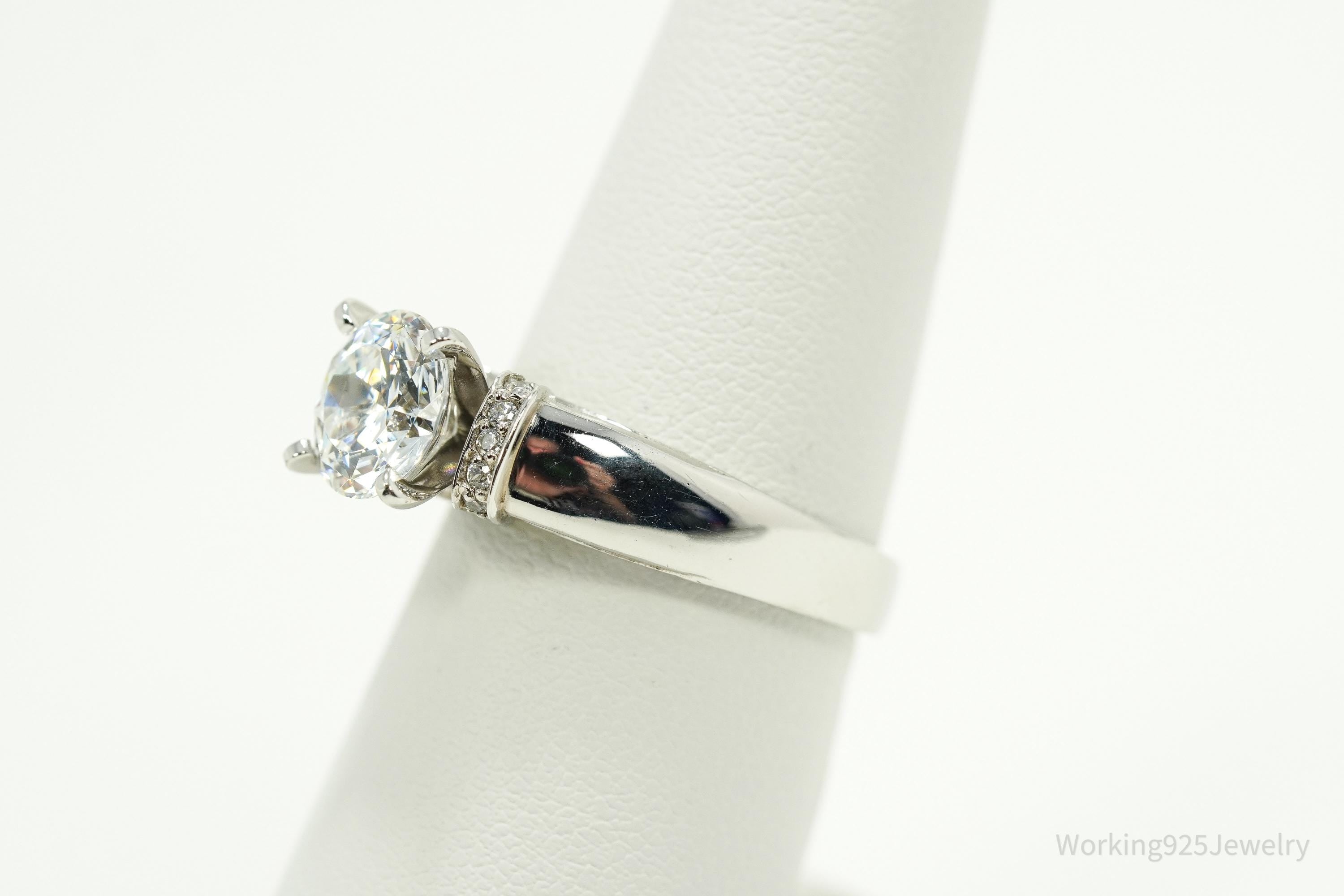 Vintage Designer SW Cubic Zirconia Sterling Silver Ring - Size 7.25