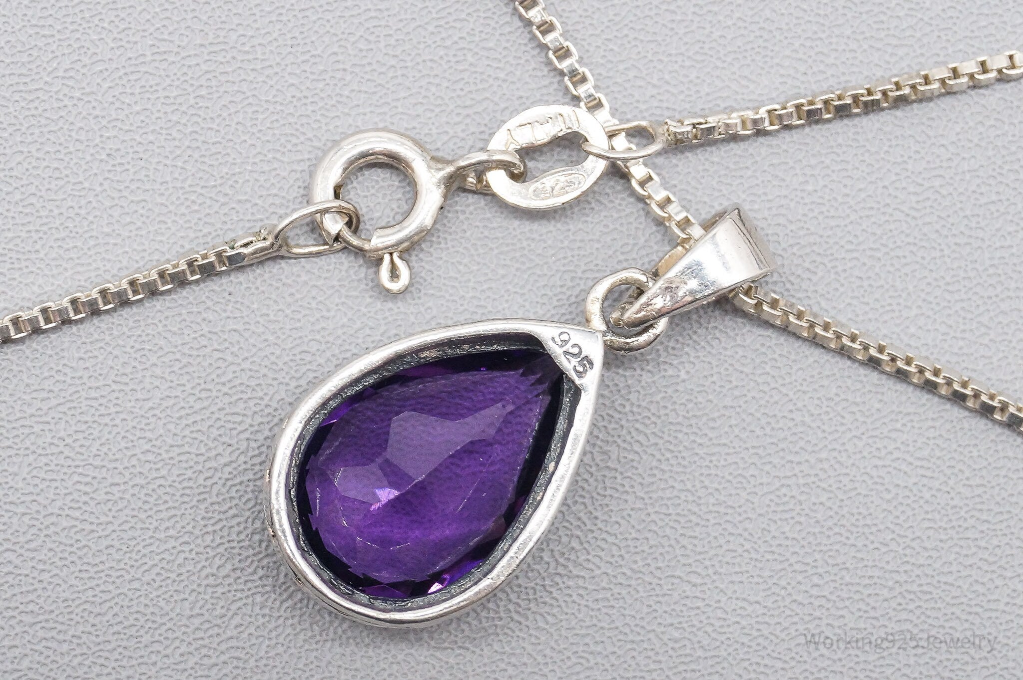 Vintage Purple Amethyst Sterling Silver Necklace - 20"
