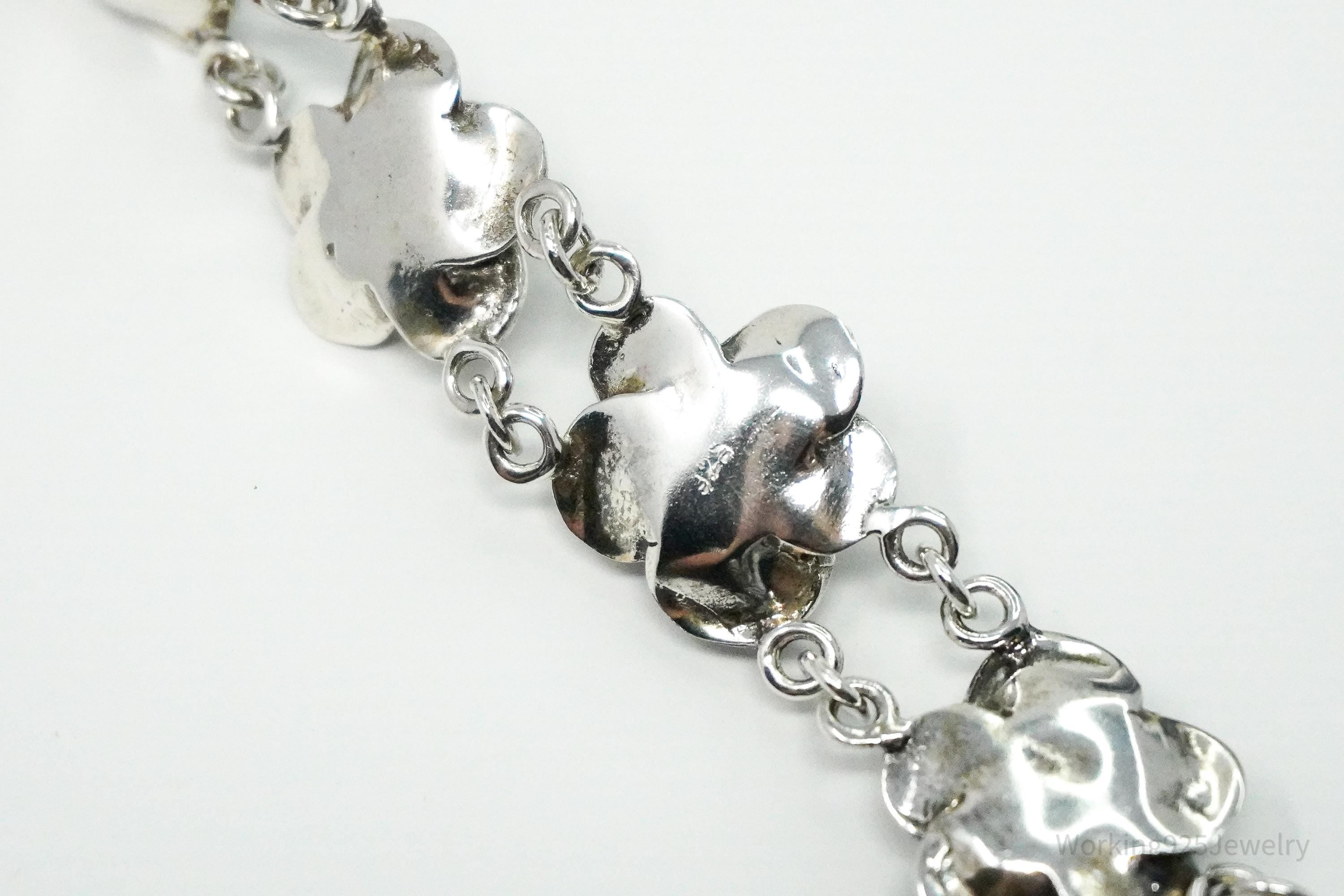 Vintage Roses Sterling Silver Bracelet 7.75"