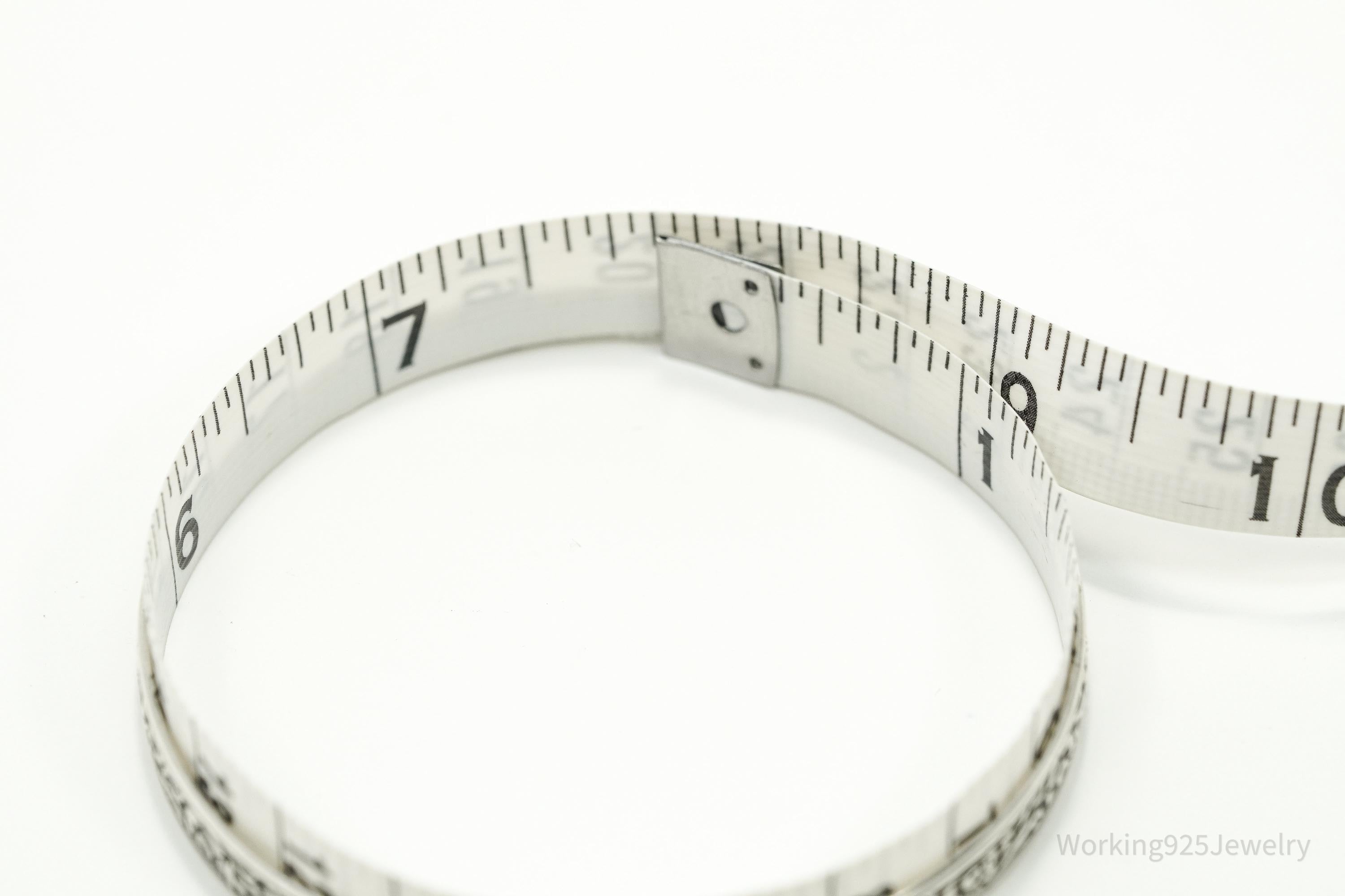 Antique Designer Danecraft Floral Pattern Sterling Silver Bracelet 7 7/8"