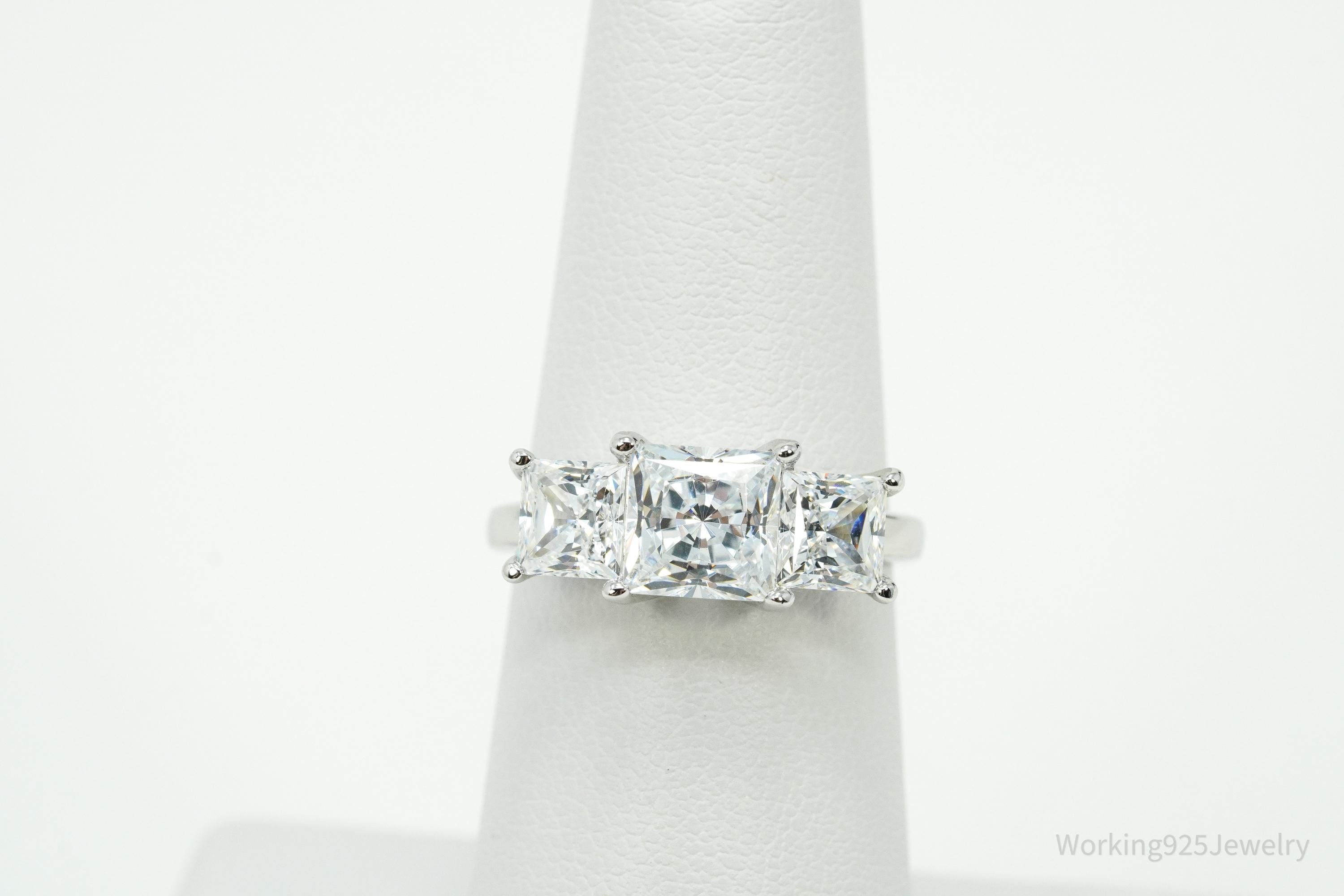 Vintage JCM White Diamonique Cubic Zirconia Sterling Silver Ring Size 6.25