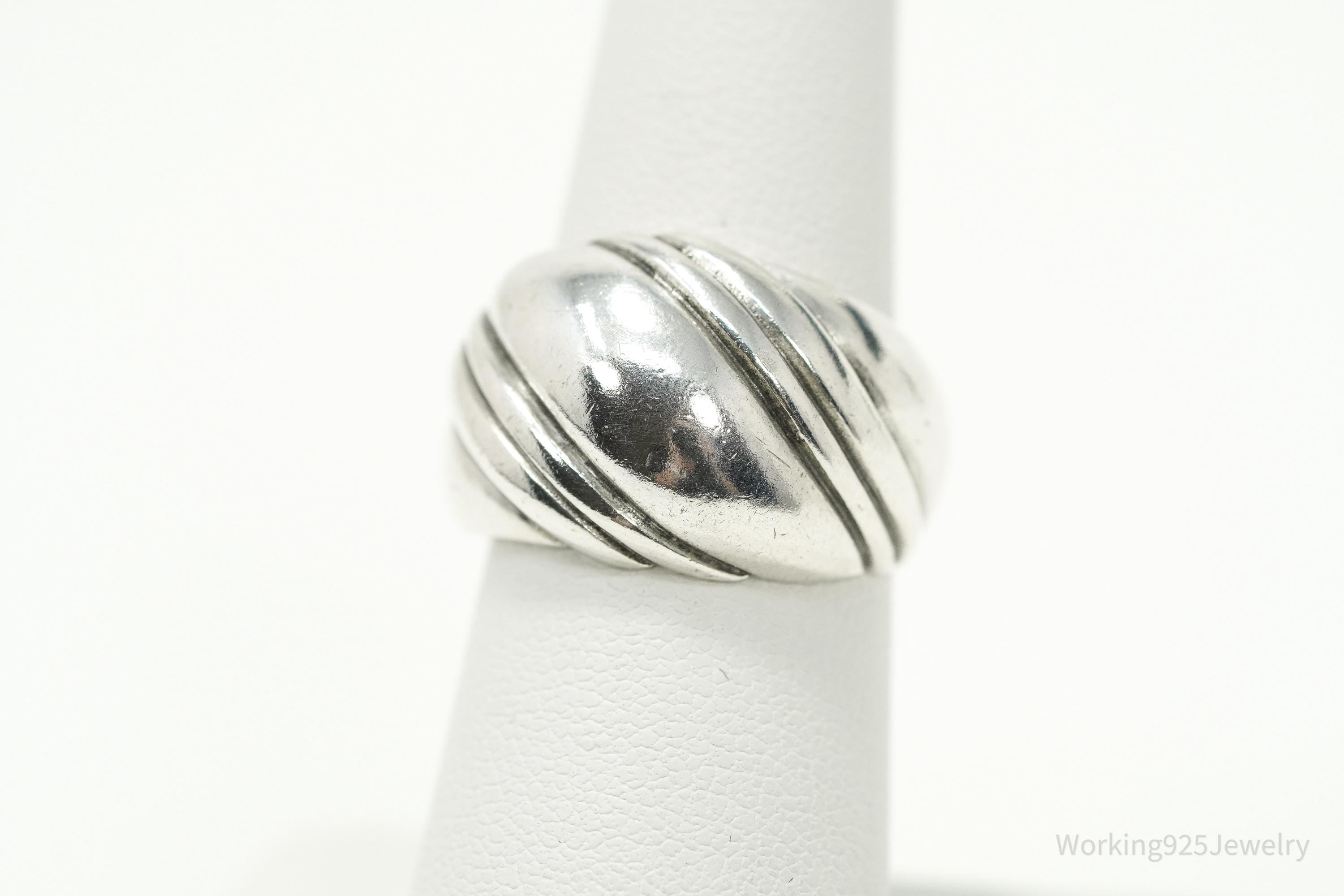 Vintage Designer Kabana Puffy Style Sterling Silver Ring - Size 7