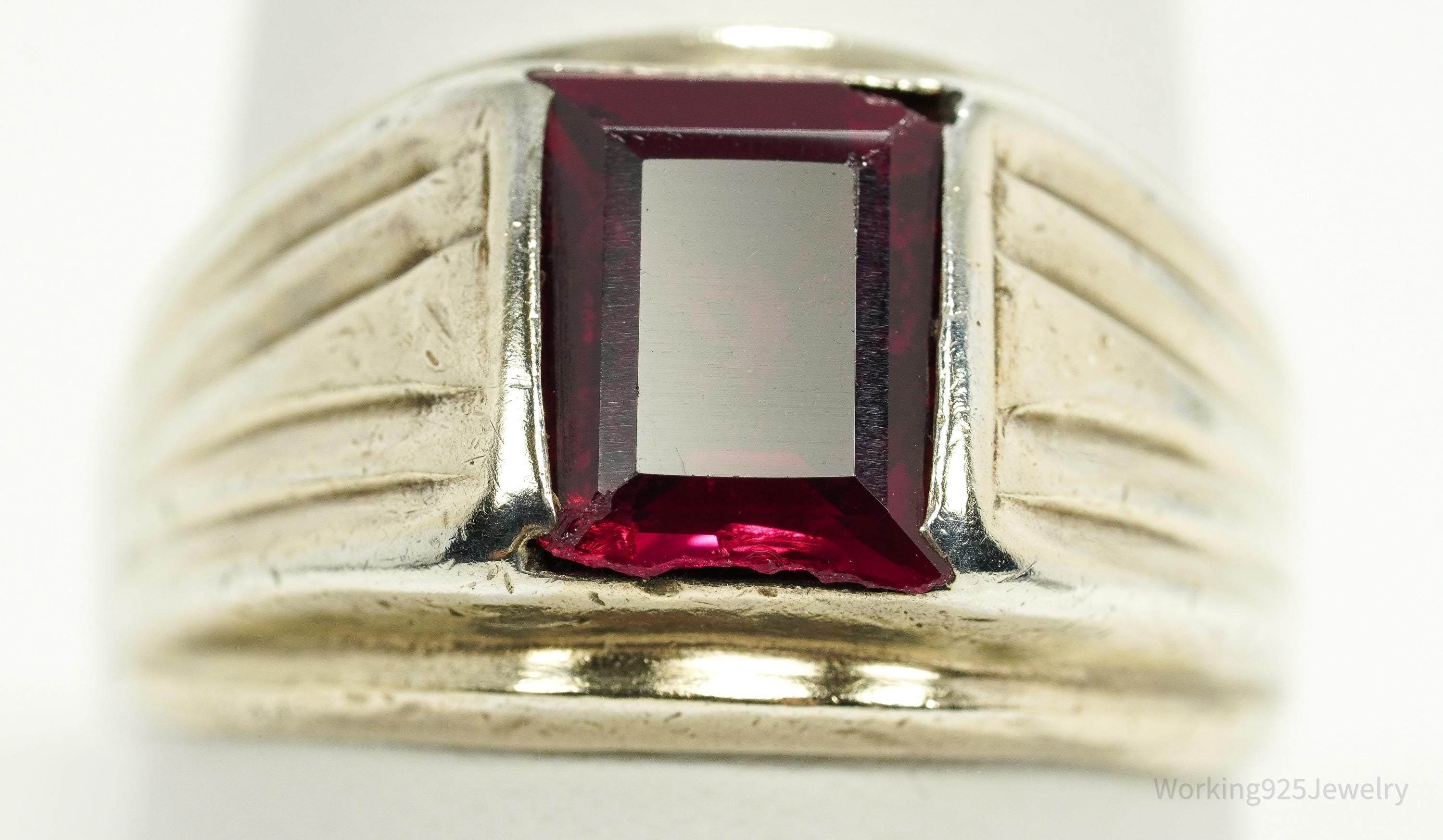 Vintage Vargas Mfg. Co. Ruby 10K Gold & Sterling Silver Ring - Size 10.5