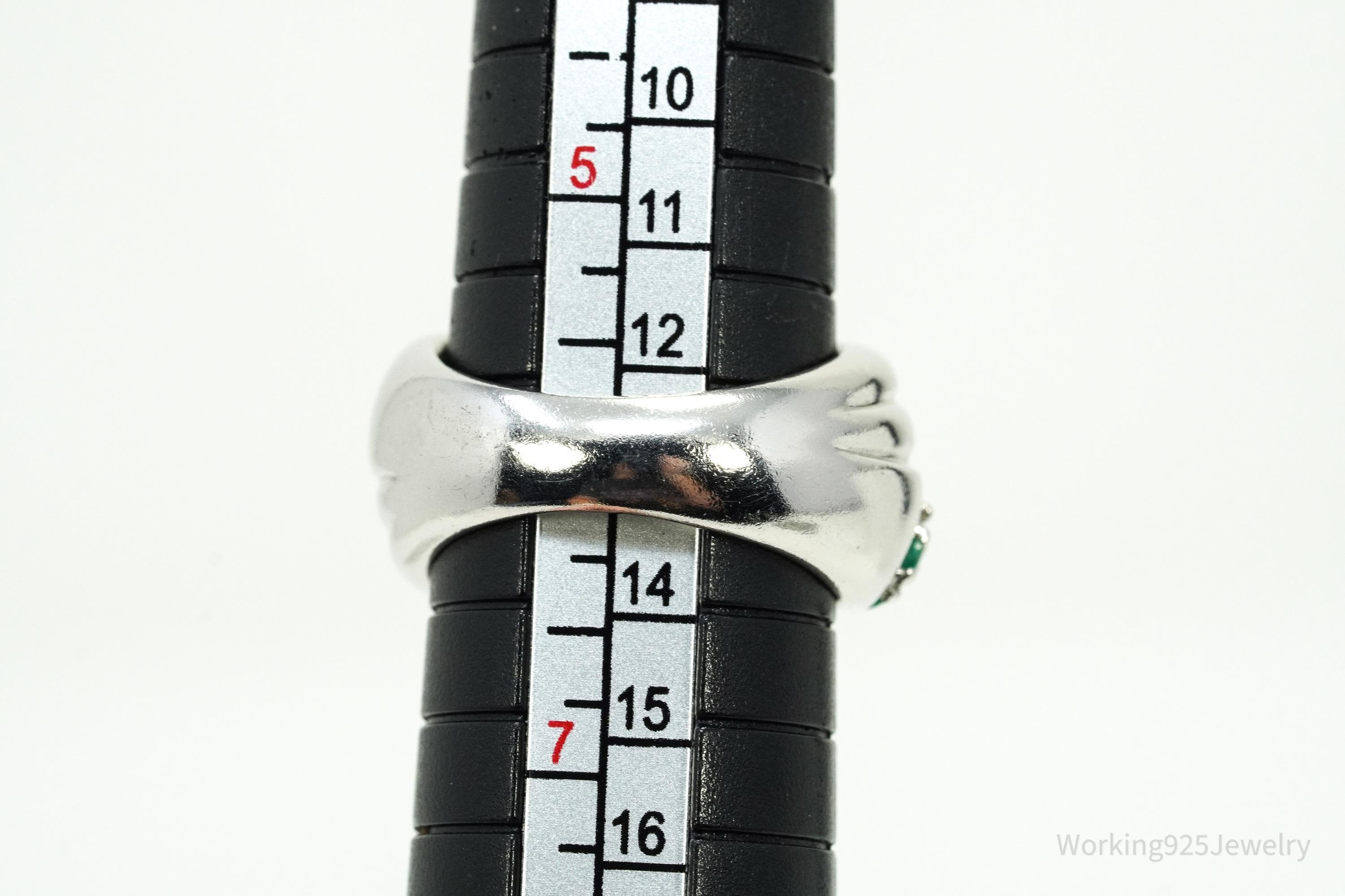 Vintage CNA Emerald Sterling Silver Ring - Size 6