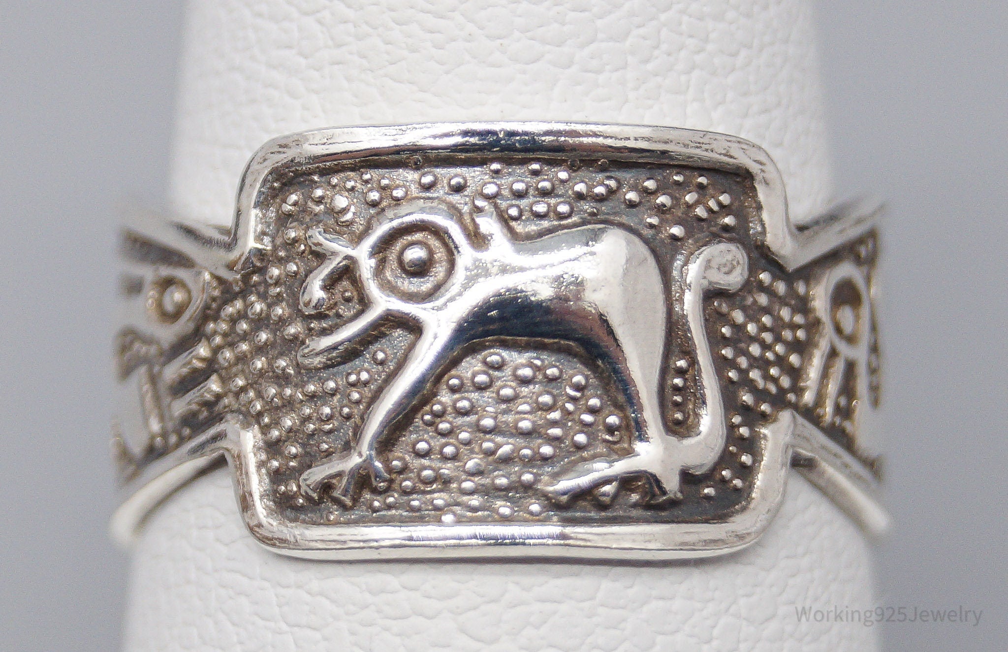 Vintage Tribal Sterling Silver Ring Size 7 Adjustable