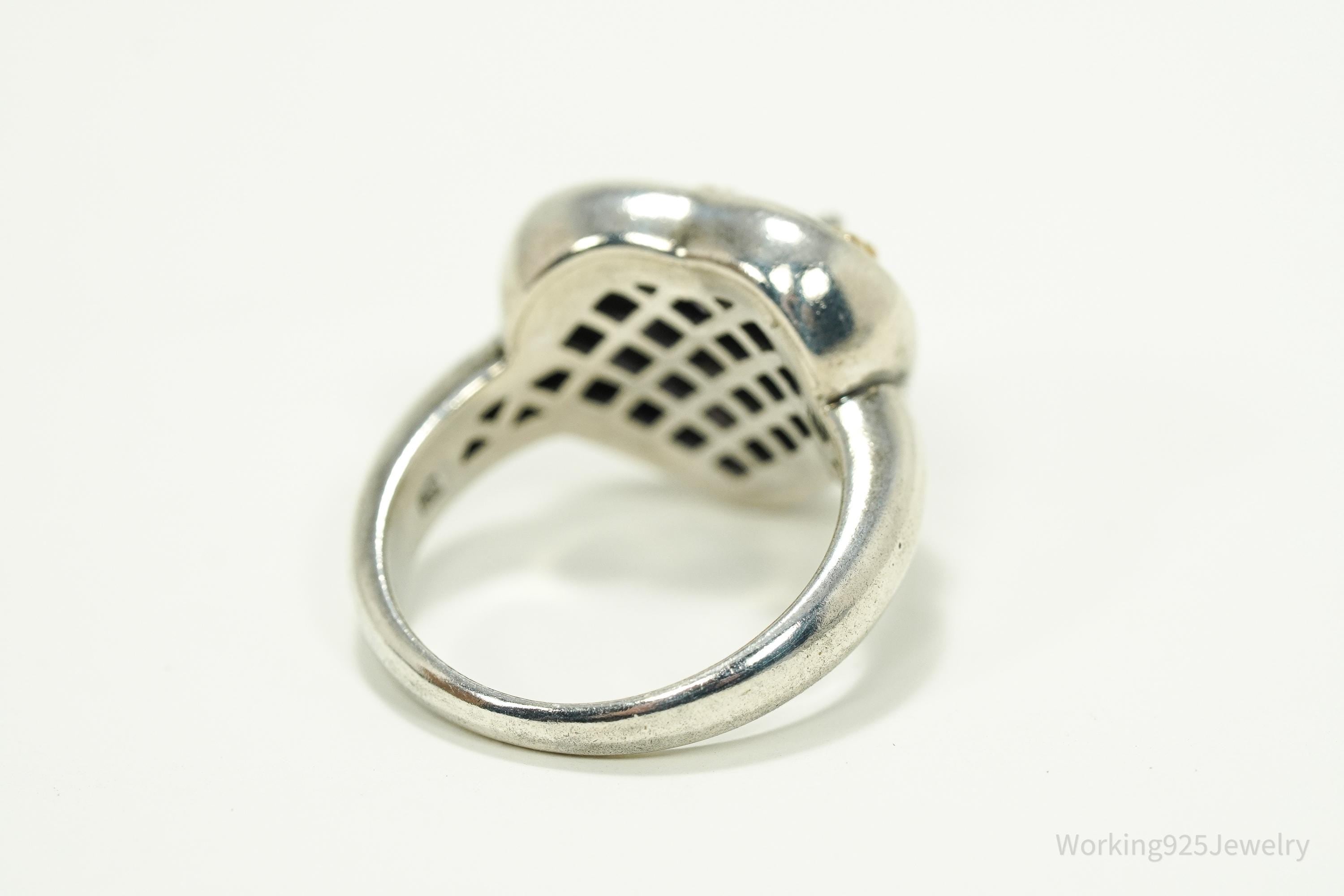 Vintage SLV Pink Topaz 14K Yellow Gold Sterling Silver Ring - Size 7