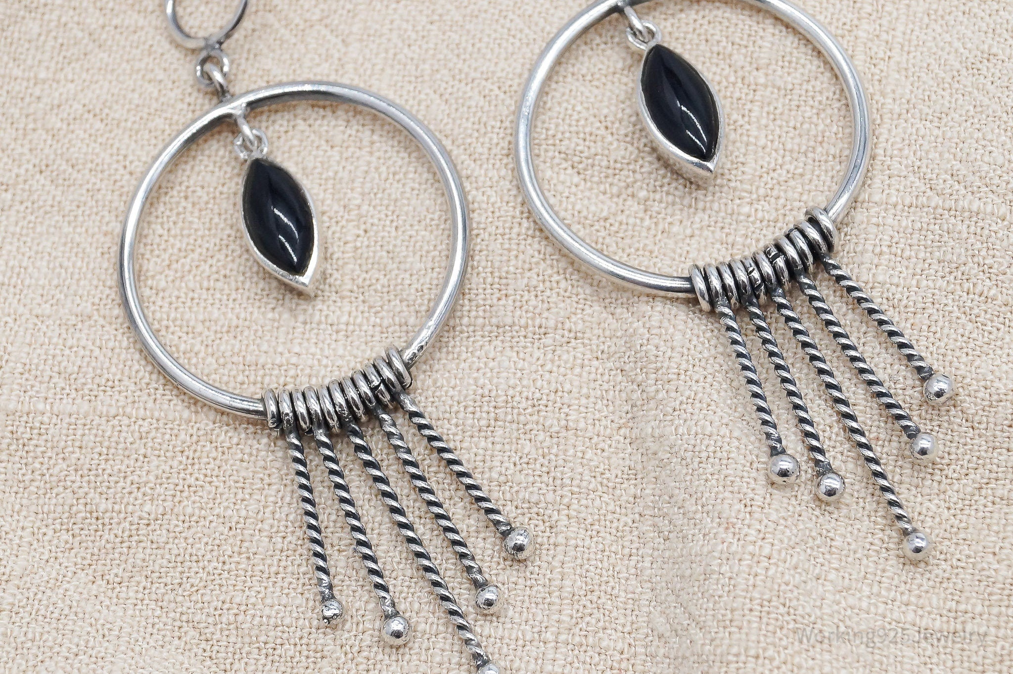 Vintage Black Onyx Sterling Silver Earrings