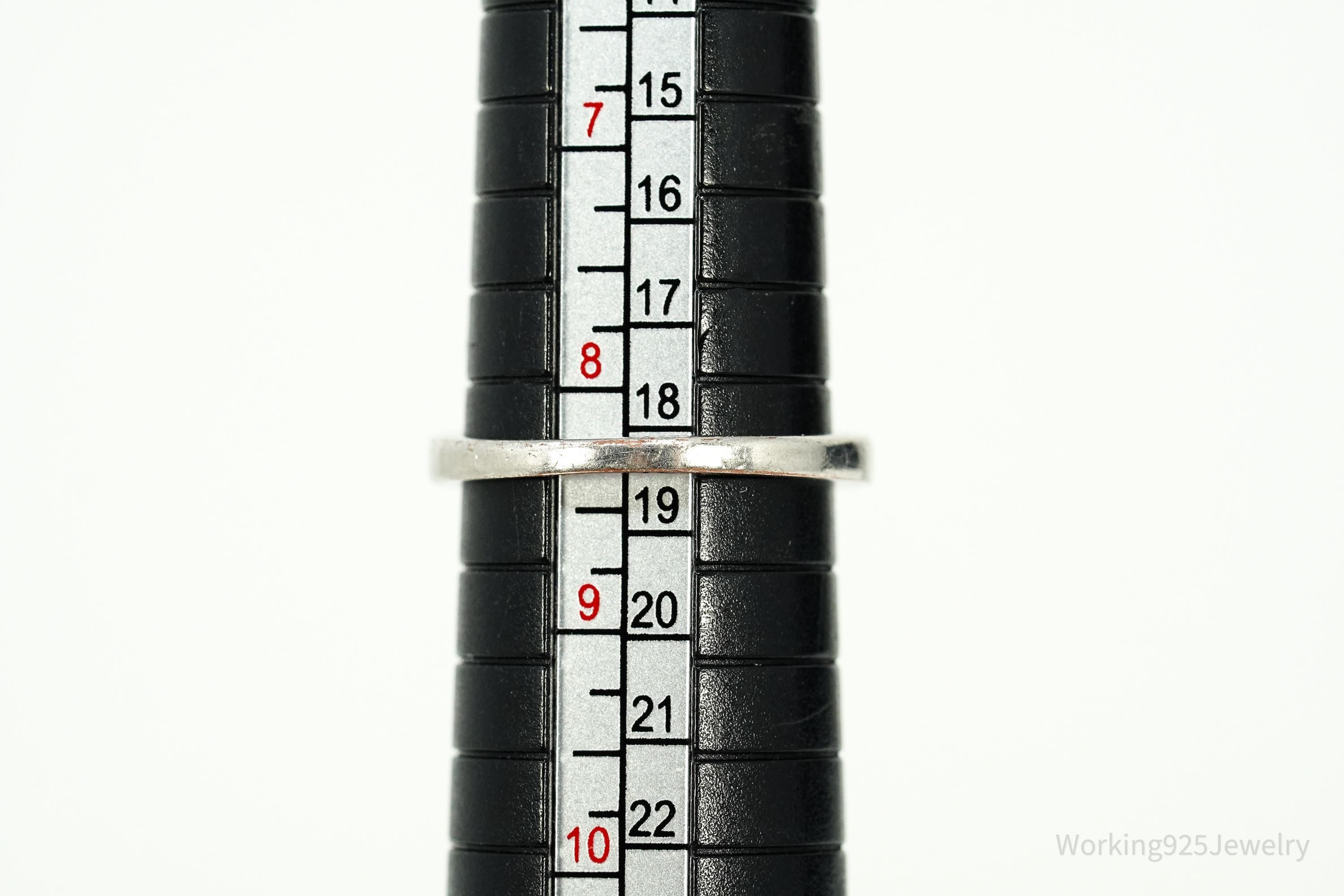 Vintage Faux Diamond Sterling Silver Plated Ring - Size 8.25