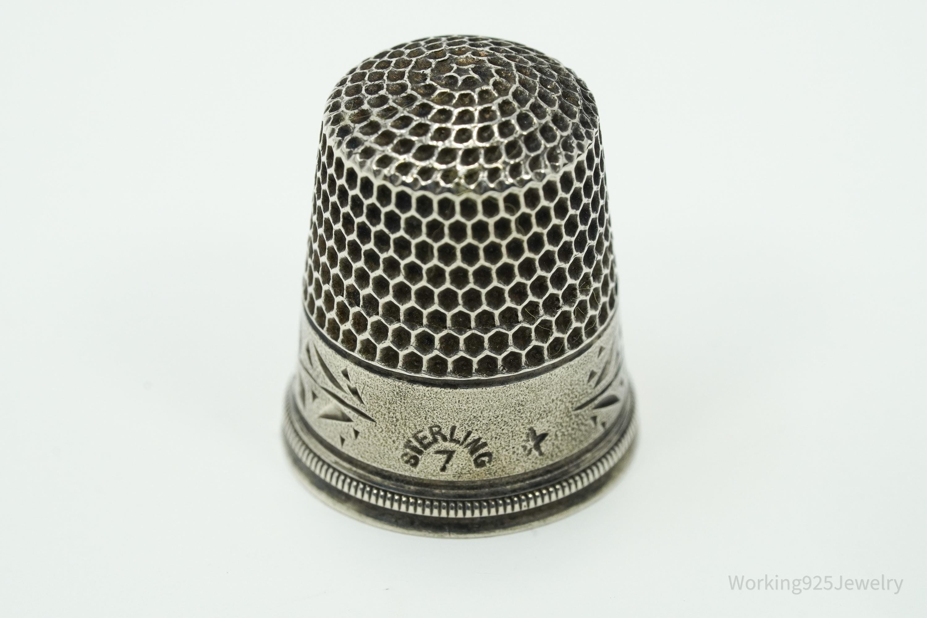 Antique Dome Sterling Silver Thimble Size 7