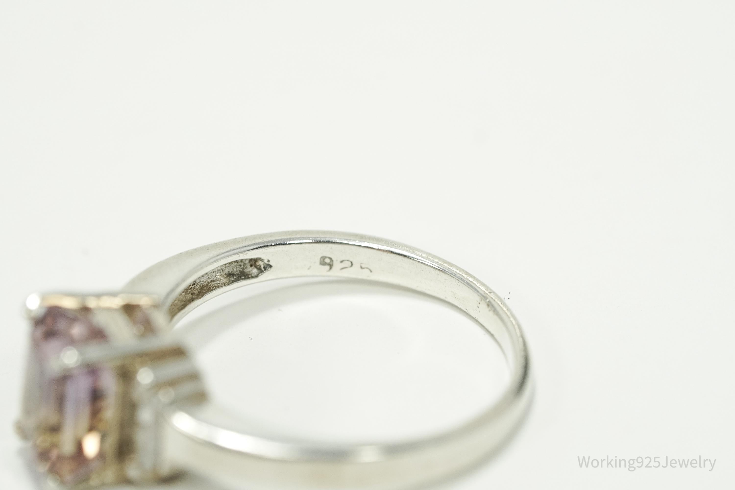 Vintage Ametrine & Cubic Zirconia Sterling Silver Ring - Size 7.25