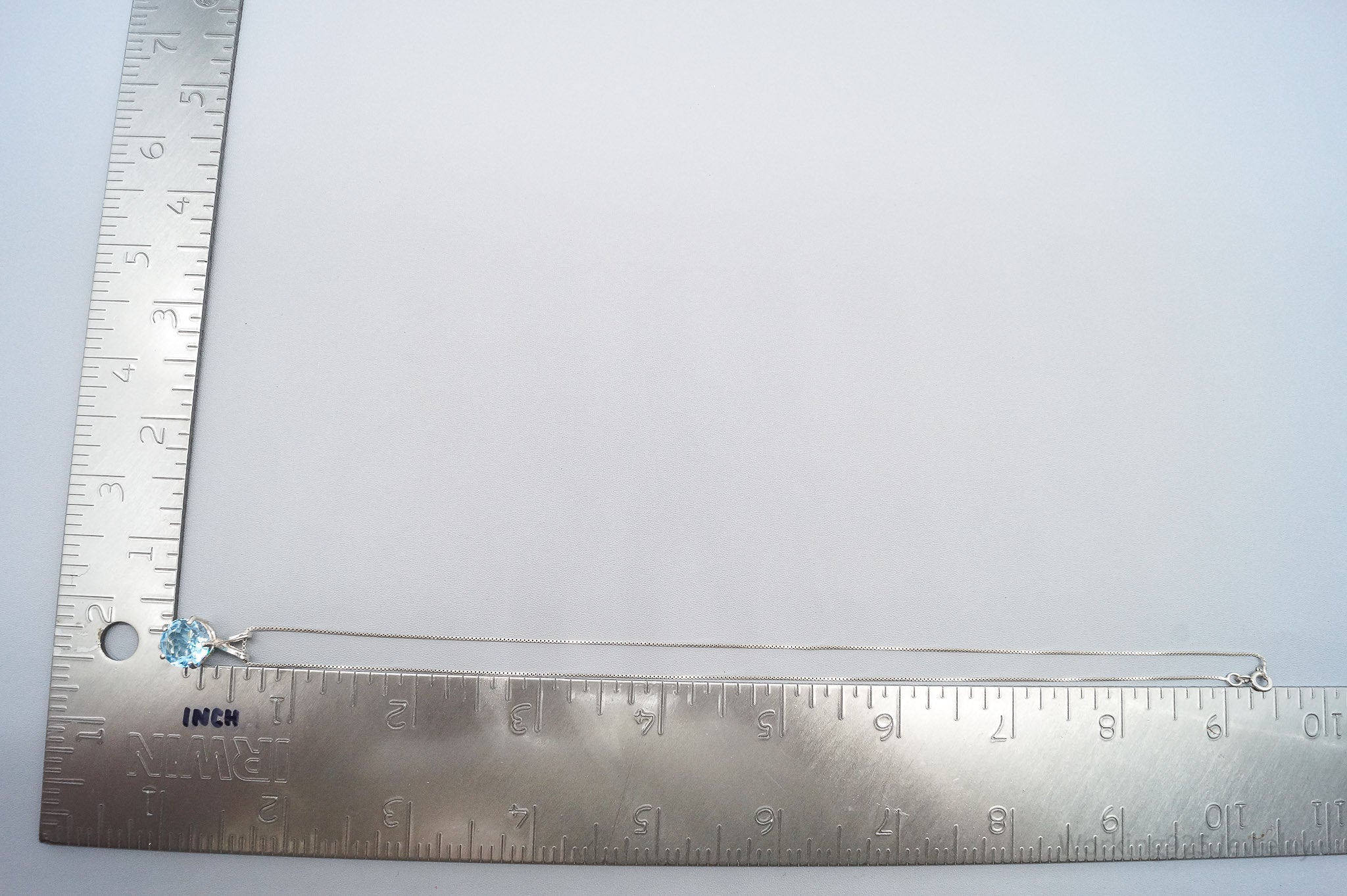 Vintage Large Blue Topaz Sterling Silver Necklace 18"