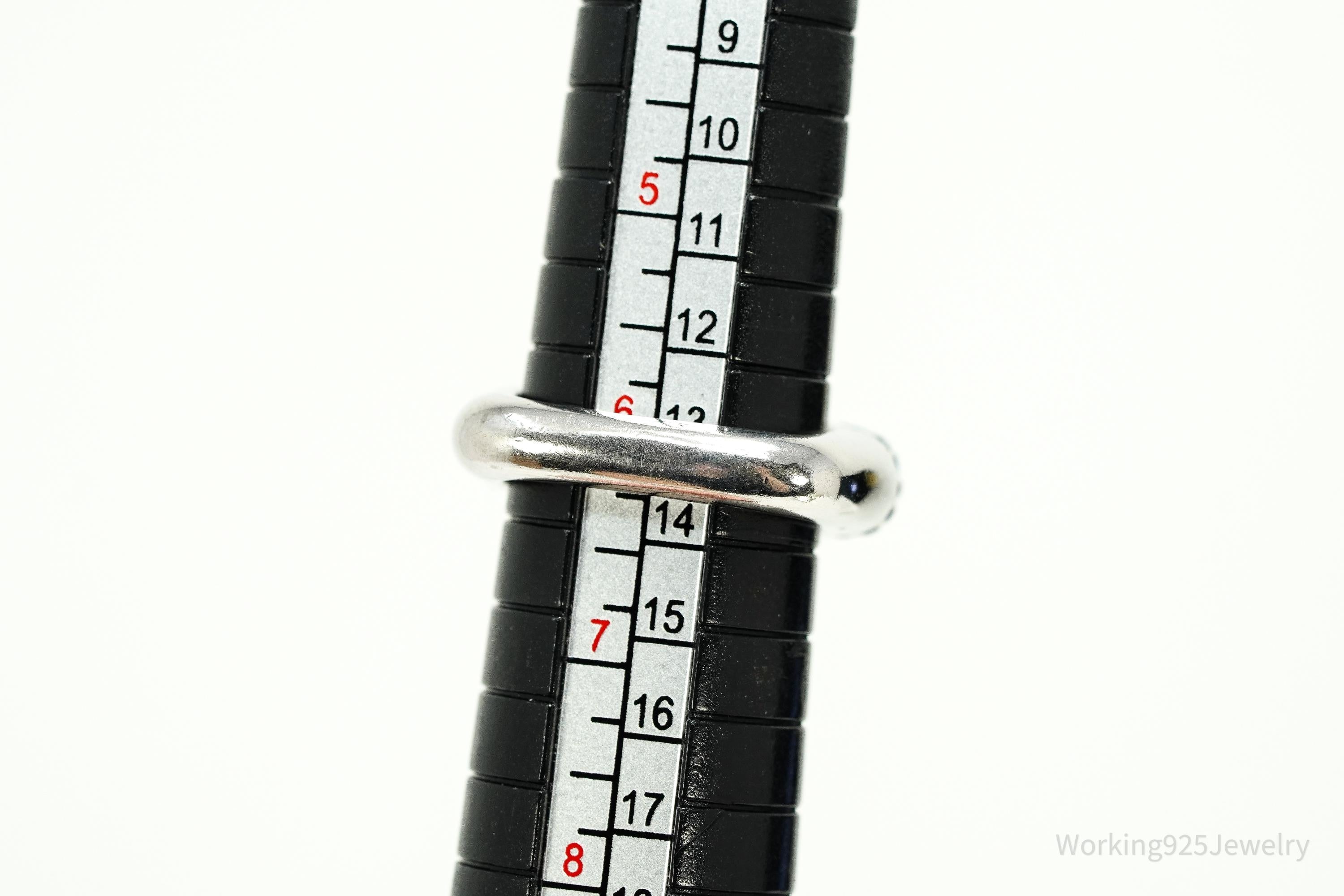 Vintage Blue Topaz Sterling Silver Ring - Size 6.25