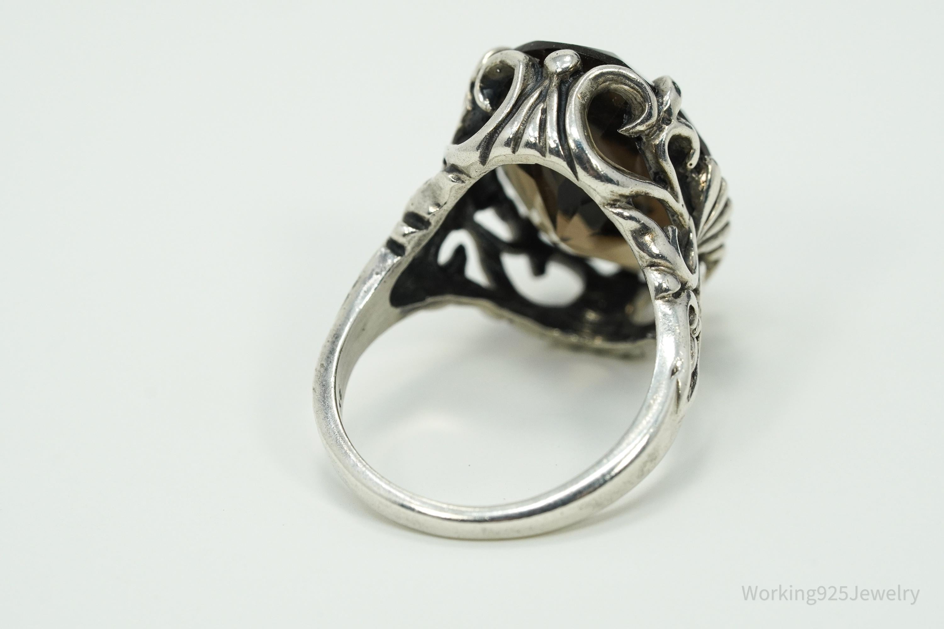 Vintage Kabana Large Smoky Topaz Sterling Silver Ring - Size 5.75